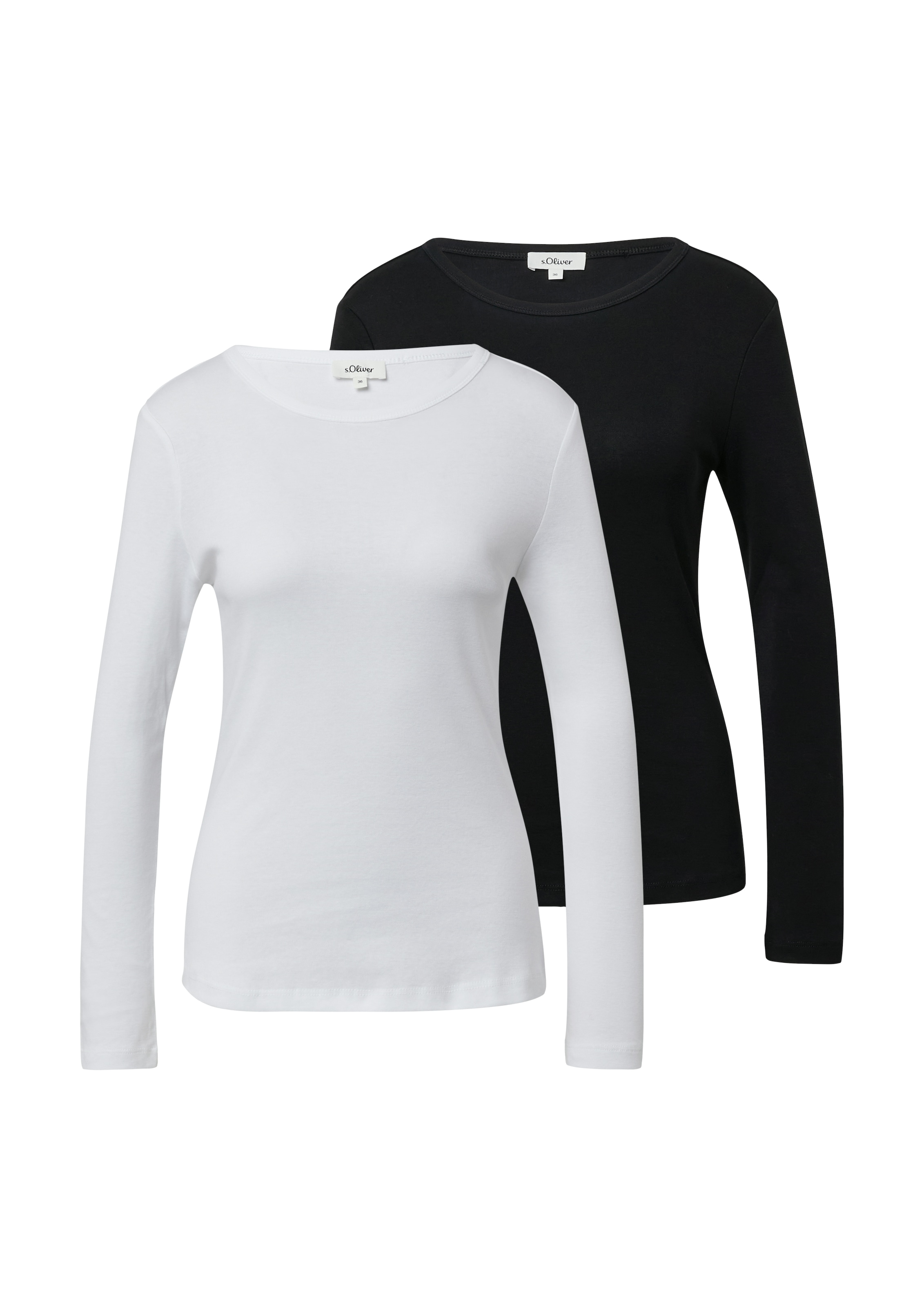 s.Oliver Langarmshirt 2 Stk. mit Rundhalsausschnitt, 2er Pack