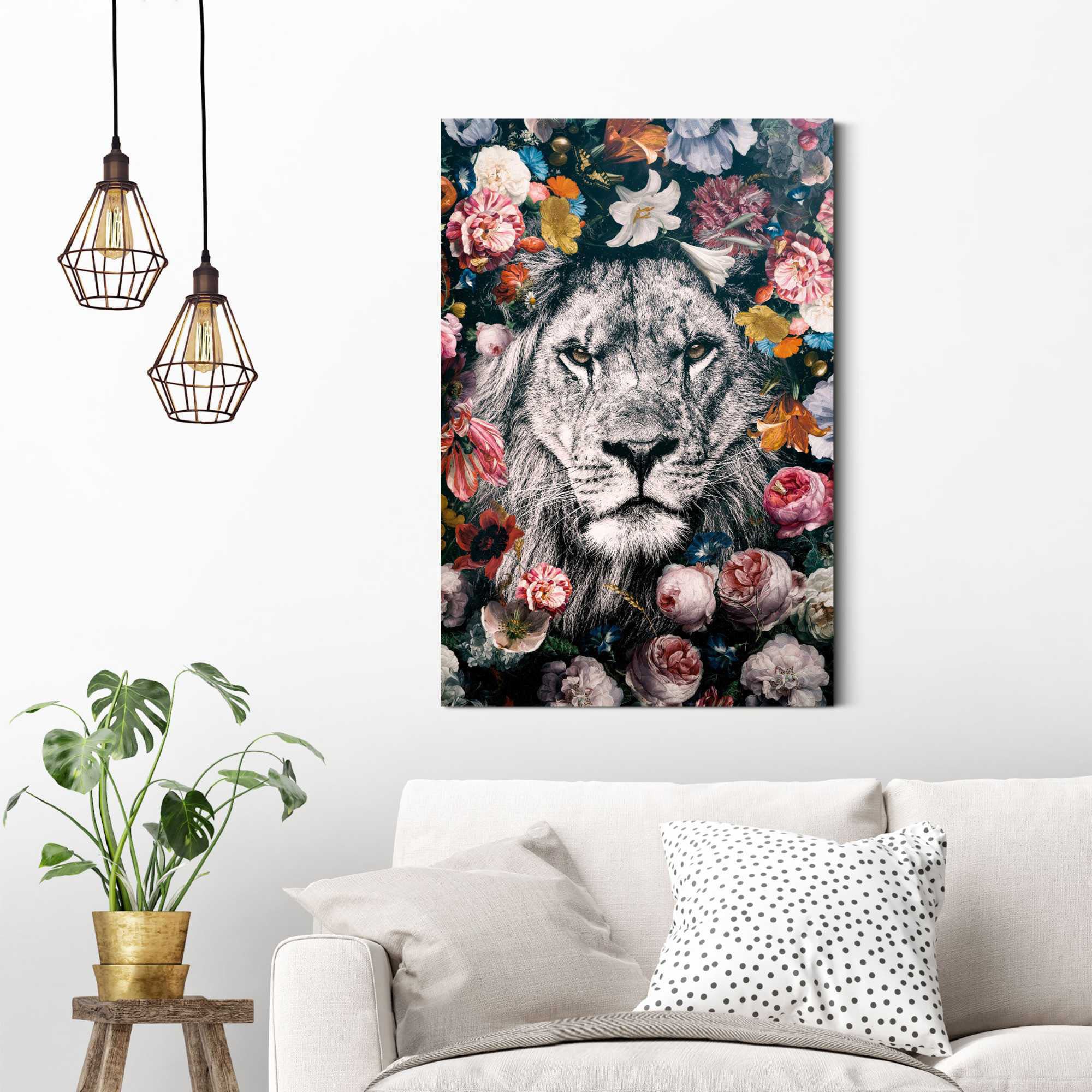 Reinders! Wandbild »Wandbild Löwe Blumenkranz - Pflanzen - Farbenfroh«,  Löwen, (1 St.) bequem bestellen | Kunstdrucke