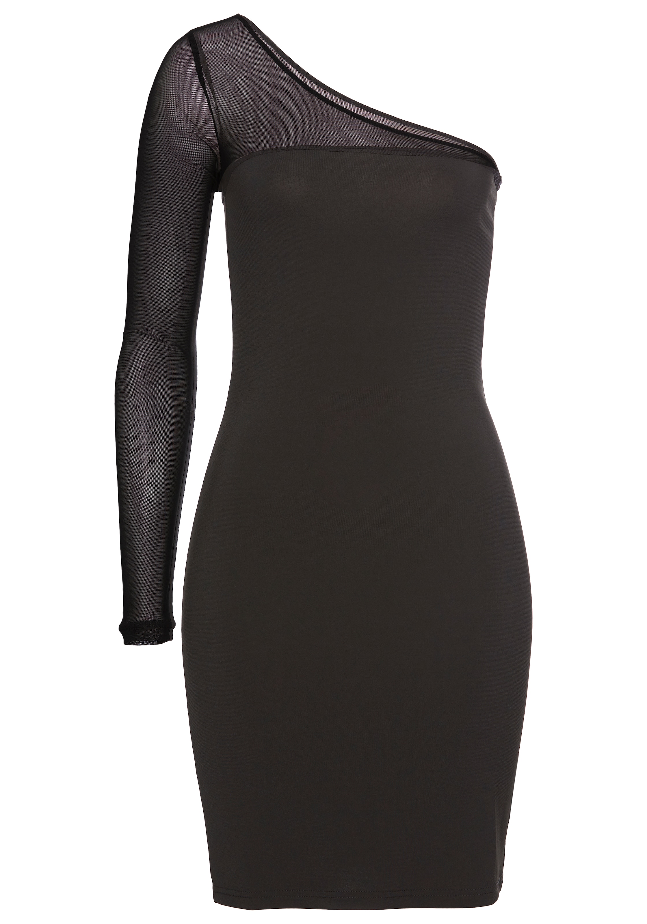 Laura Scott Druckkleid, mit Mesh-Einsatz und asymmetrischem Ausschnitt