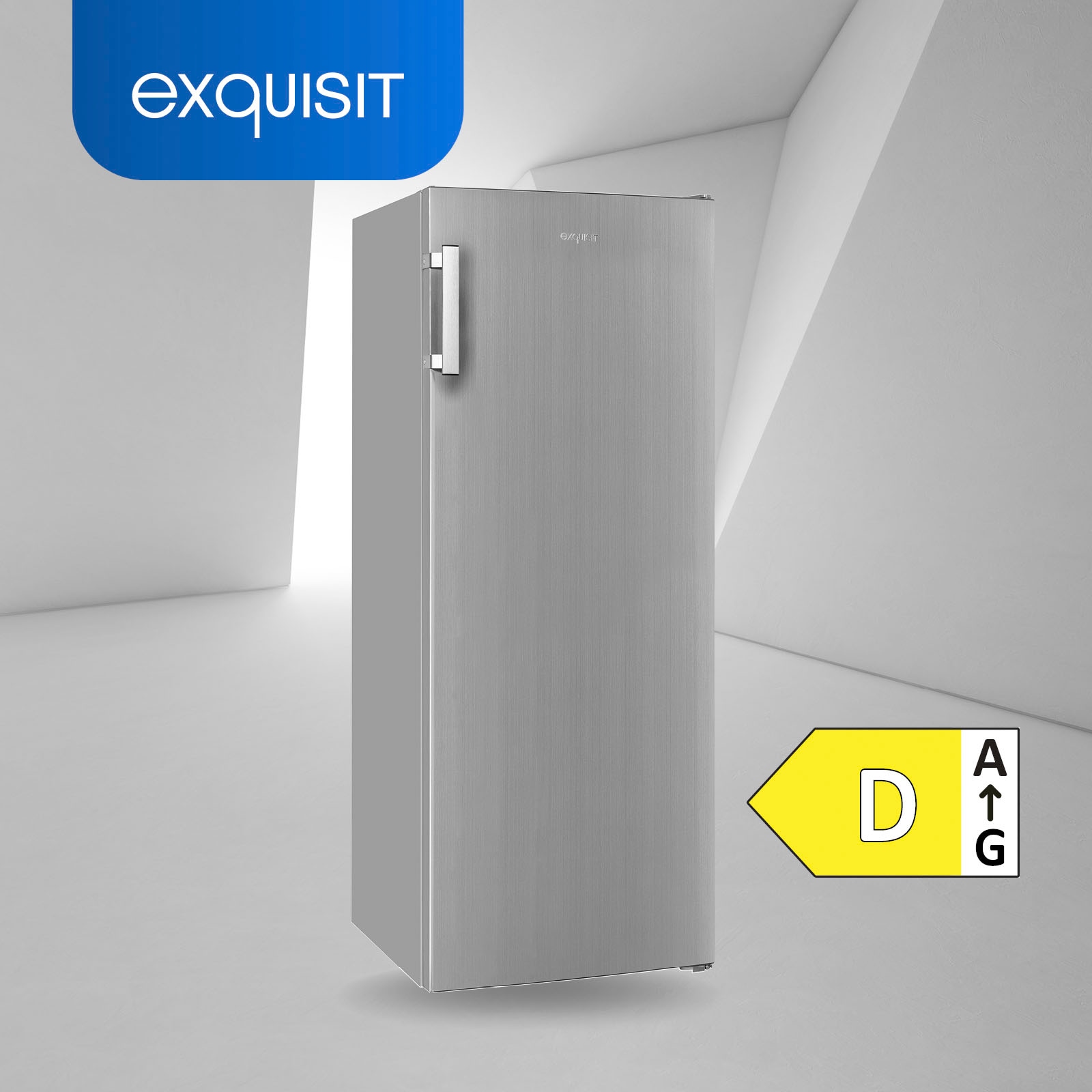 exquisit Gefrierschrank »GS231-NF-H-040D inoxlook«, 143 cm hoch, 54 cm breit, 161 Liter Nutzinhalt, NoFrost, Schnellgefrieren