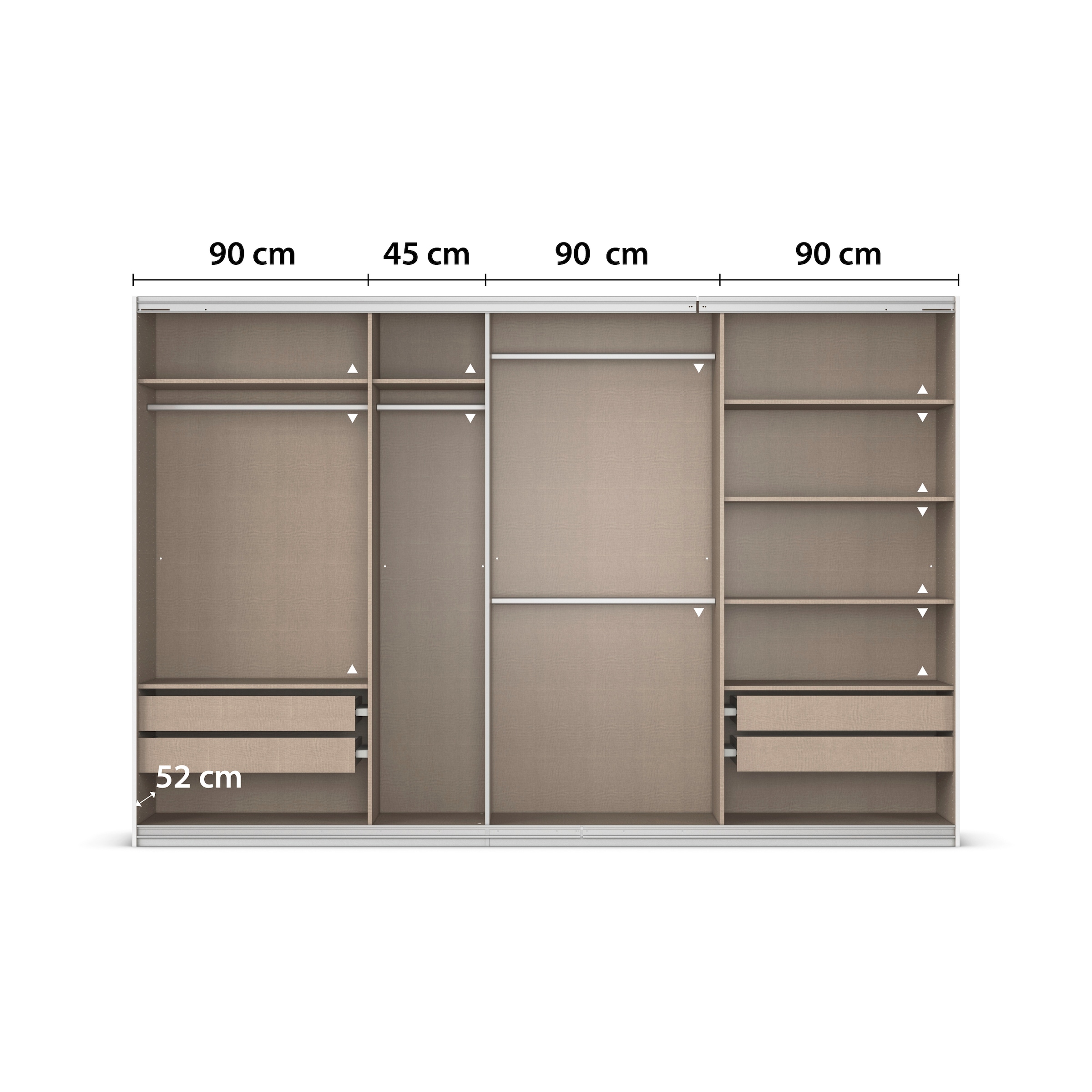 rauch Kleiderschrank »Schwebetürenschrank Garderobe Schrank TOP ANGEBOT Avola«, (in 3 verschiedenen Ausstattungen BASIC/CLASSIC/PREMIUM), mit eleganten Zierleisten in Chrom, Schwarz oder Weiß MADE IN GERMANY