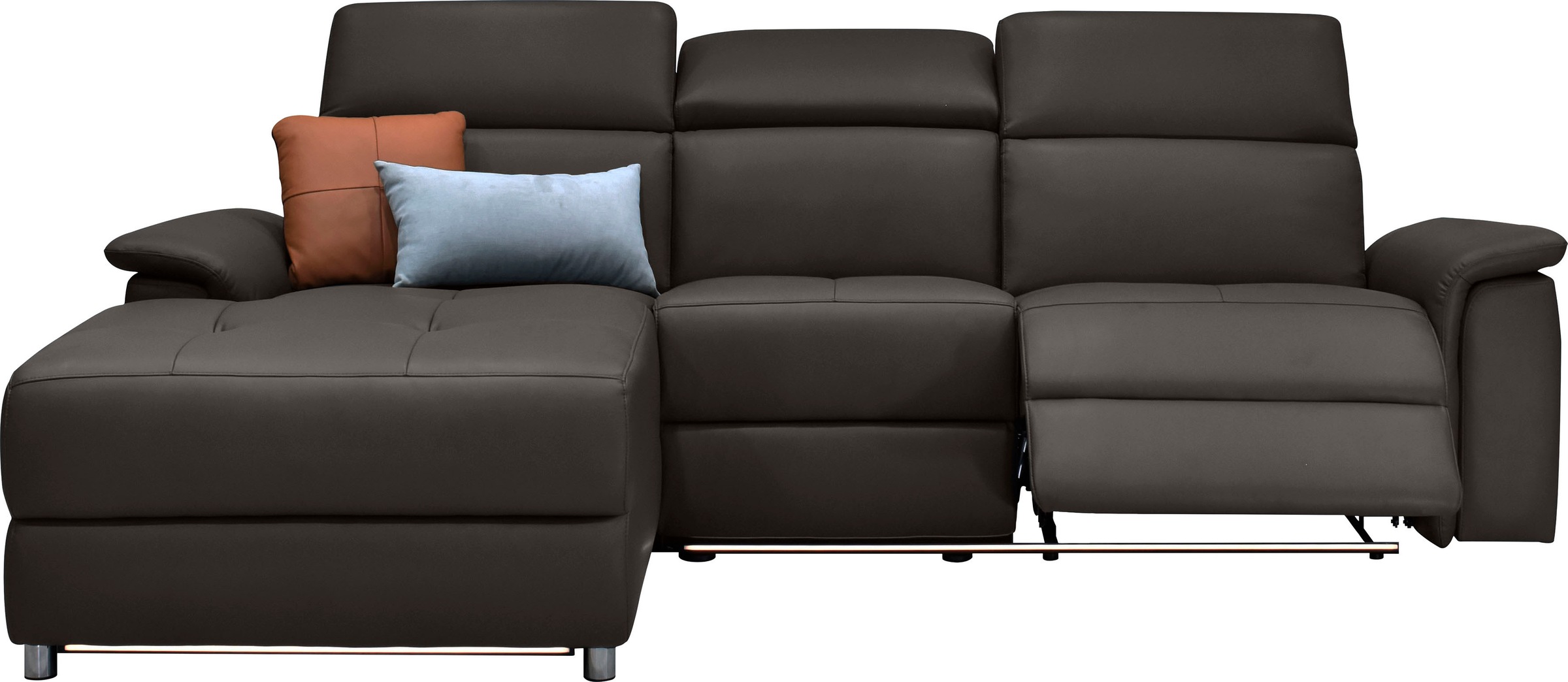 Places of Style Ecksofa »Pareli, L-Form, 259cm,m. Recamiere, Echtleder, Kunstleder, Webstoff«, man. o. elektr. Relaxfunktion, USB/Kopfteilverstellg u. LED