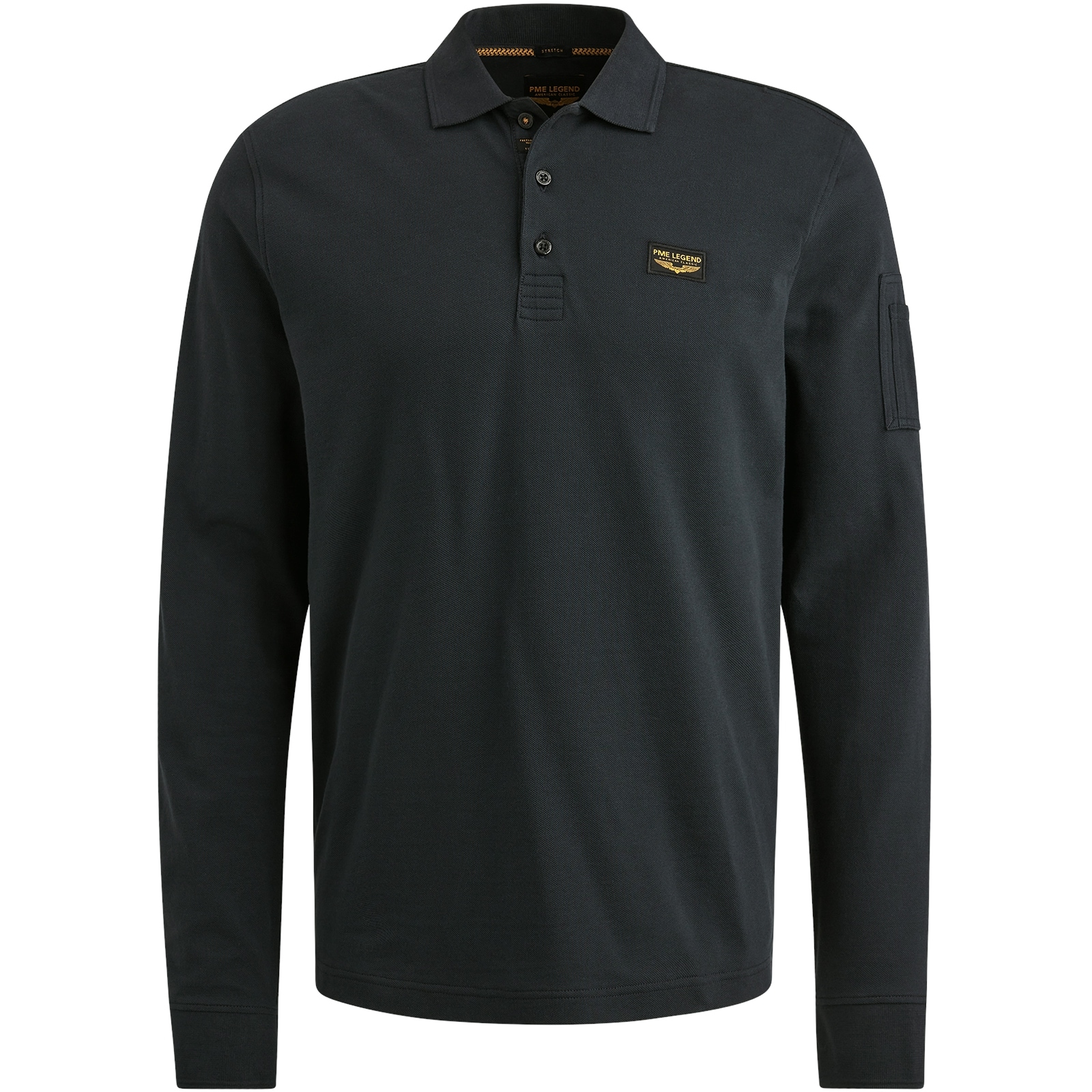PME LEGEND Langarm-Poloshirt, mit Logo Stickerei