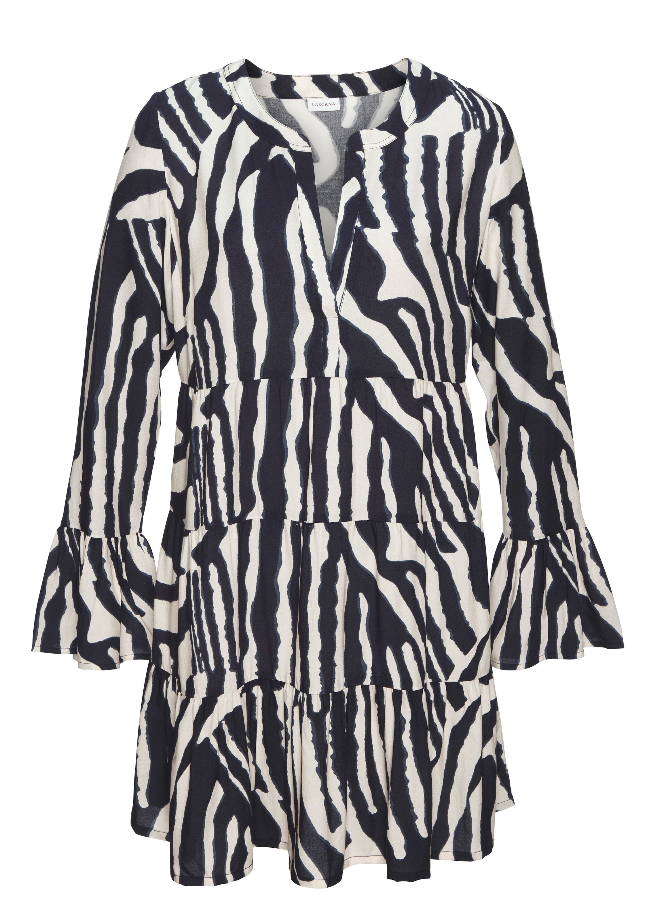 LASCANA Strandkleid mit Alloverdruck, Tunika, Blusenkleid aus Viskose