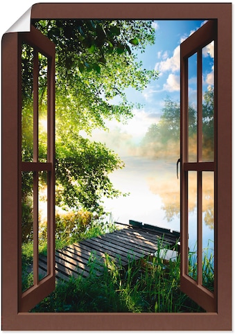 Artland Wandbild »Fensterblick Angelsteg am Fluss«, Fensterblick, (1 St.), als... kaufen
