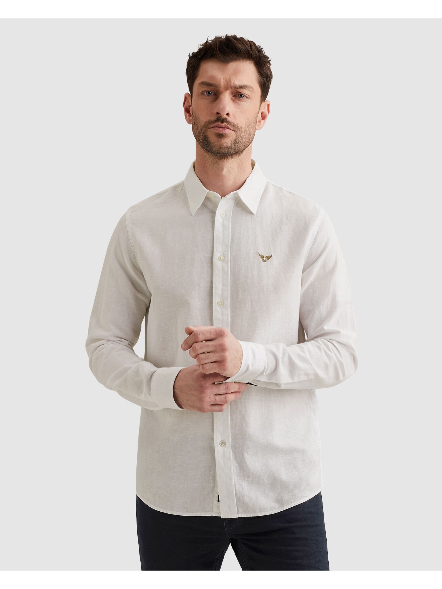 PME LEGEND Langarmhemd mit Logo Stickerei