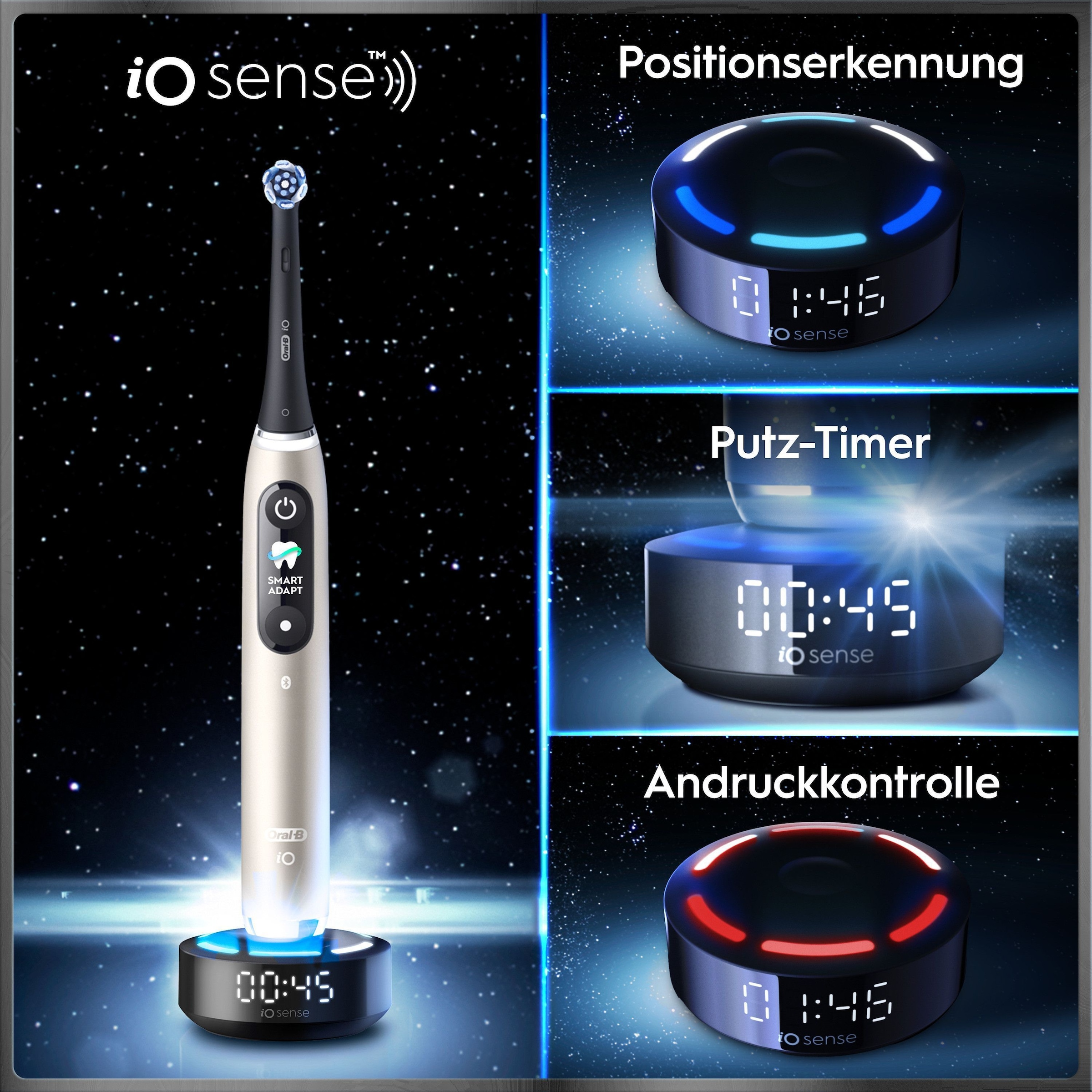 Oral-B Elektrische Zahnbürste »iO Series 10« 1 Stk. Aufsteckbürsten inkl. 1 Aufsteckbürste, iO Sense Schnellladestation, Lade-Reise-Etui