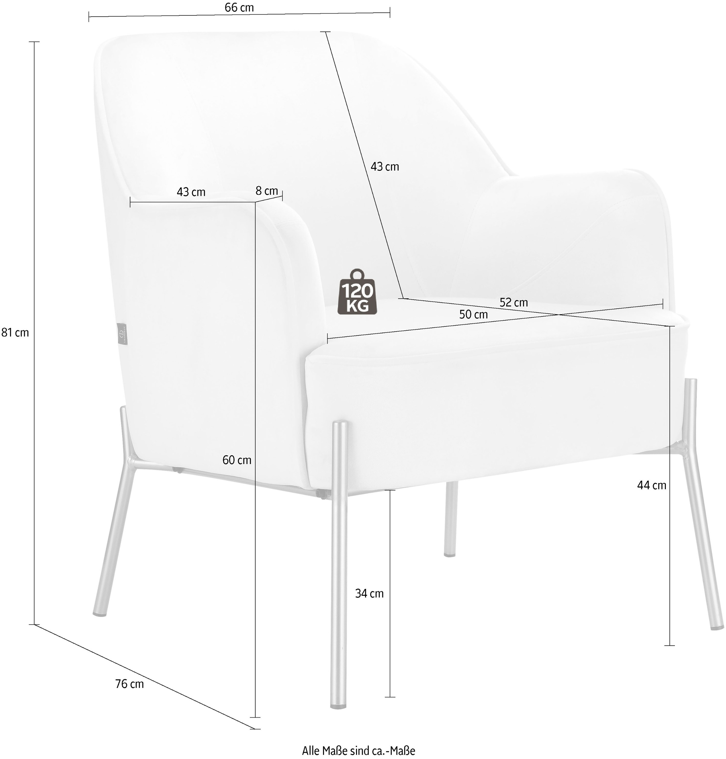 Leonique Sessel »Runa«, Samtvelours Bezug, in vier Farbvarianten, Sitzhöhe 44 cm