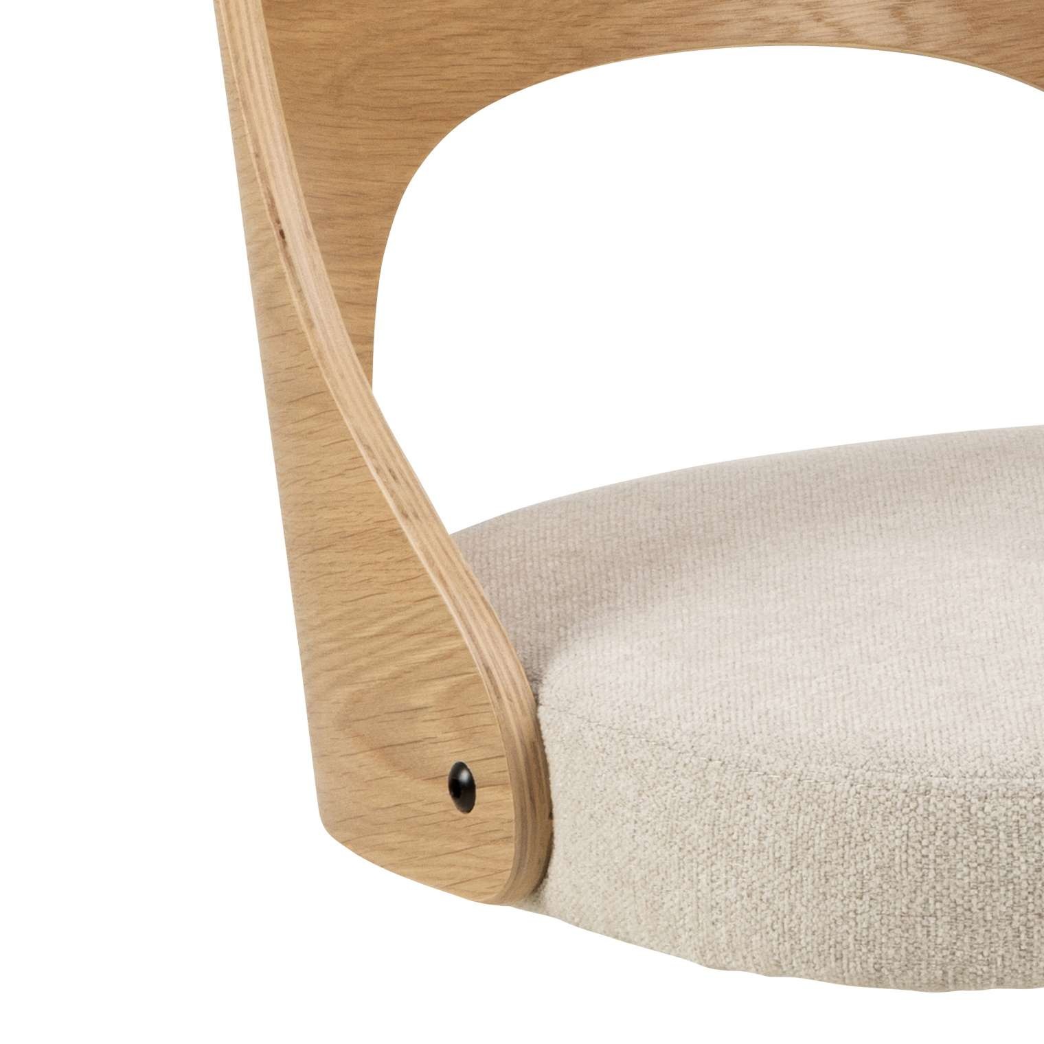 ACTONA GROUP Esszimmerstuhl »Lucy«, Stoff beige, Rücken Eichenfurnier, 4-Stern-Fußkreuz schwarz, drehbar