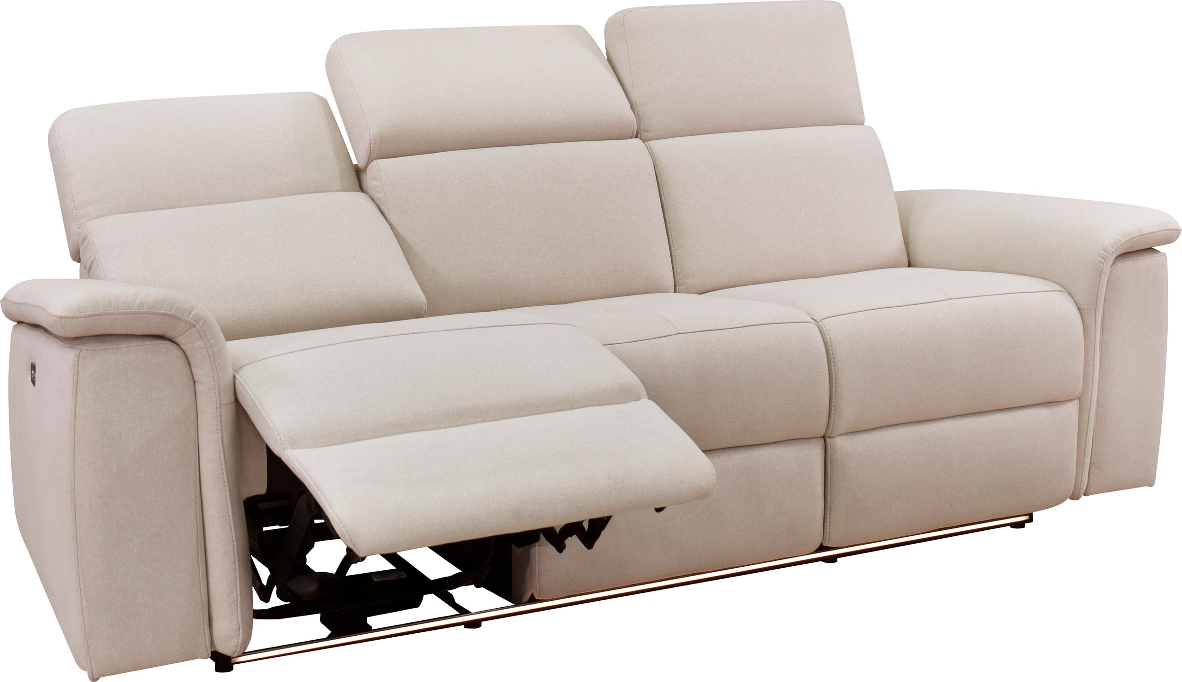 Places of Style 3-Sitzer »Pareli 229cm, manuelle u. elektr. Relaxfunktion in 2 Sitzen«, USB, KT-Verstellung, LED Beleuchtung, in Echtleder, Kunstleder, Web