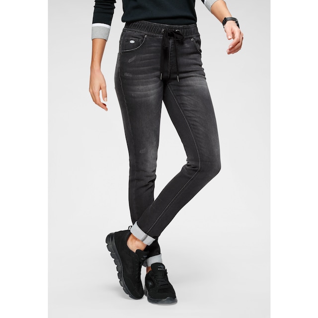 Pants, bei ♕ elastischem KangaROOS Jogg Denim-Optik Bündchen mit in