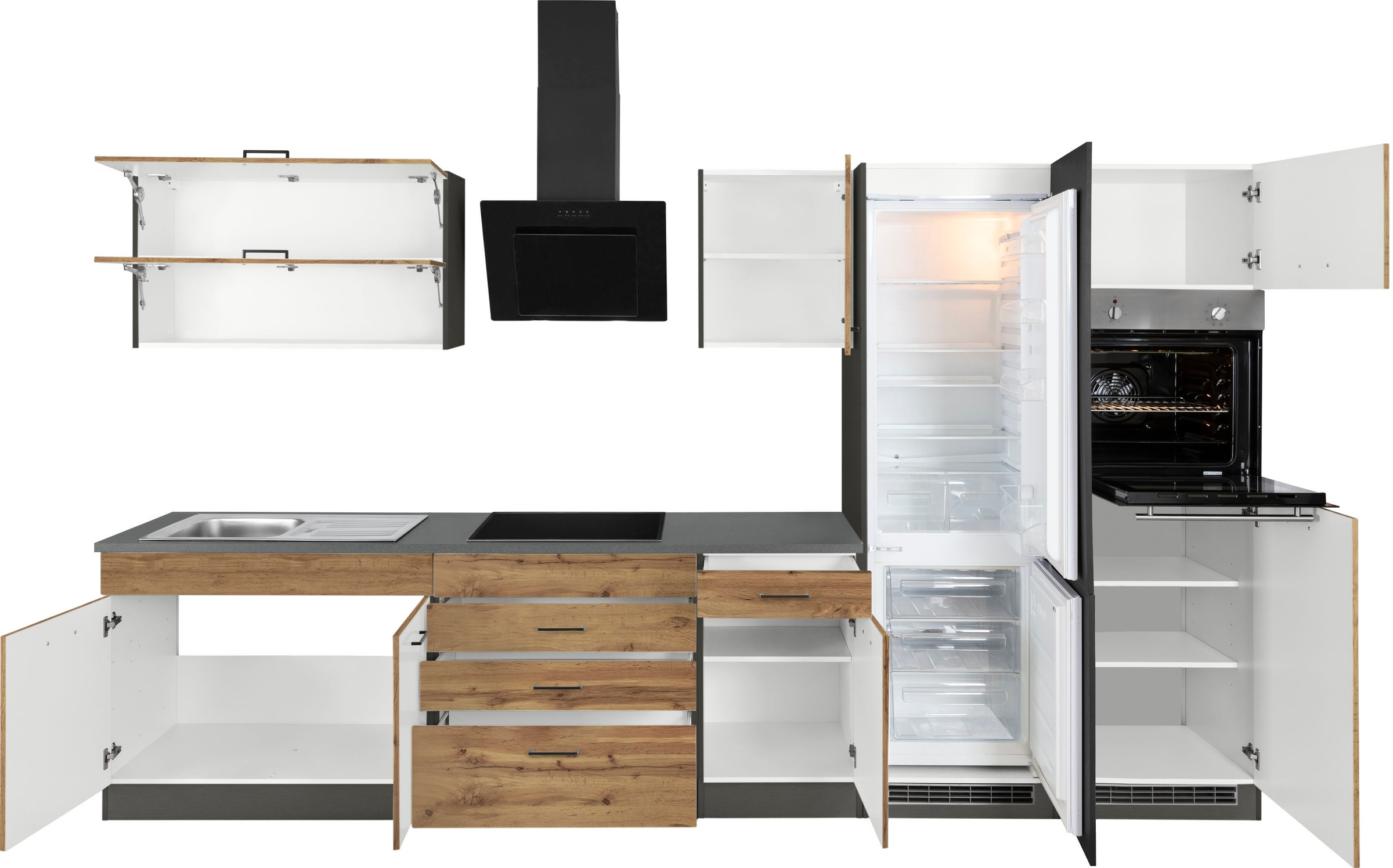 KOCHSTATION Küchenzeile »KS-Trier« ohne E-Geräte, Breite 350 cm