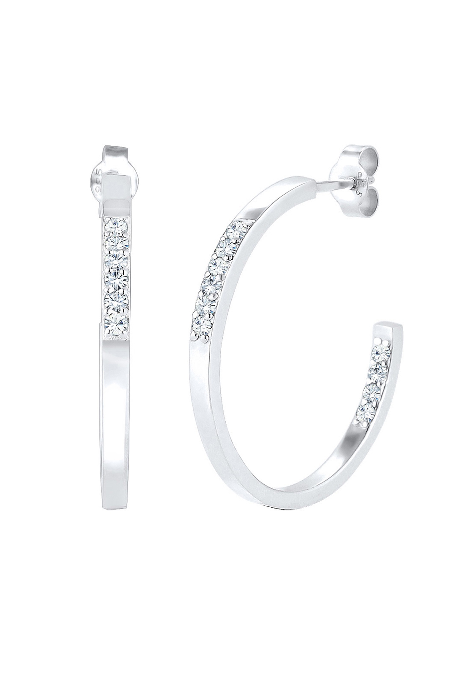 Elli Paar Creolen »Ohrringe Creolen mit Glas Kristallen Weiß 925 Sterling Silber«
