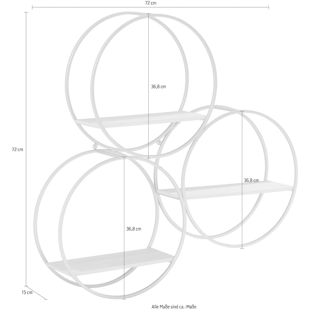 Guido Maria Kretschmer Home&Living Deko-Wandregal »Acogedor«, (1 St.), Dekoregal, Wanddeko aus Metall, bestehend aus drei runden Elementen