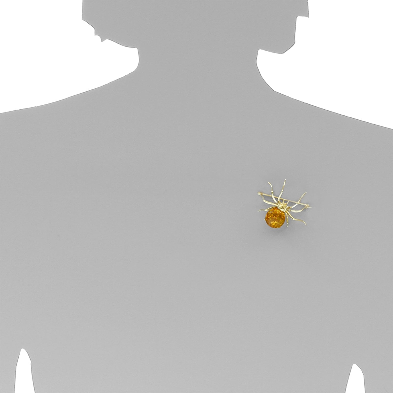 OSTSEE-SCHMUCK Brosche »- Spinne 48 x 40 mm - Silber 925/000, vergoldet - Bernstein«