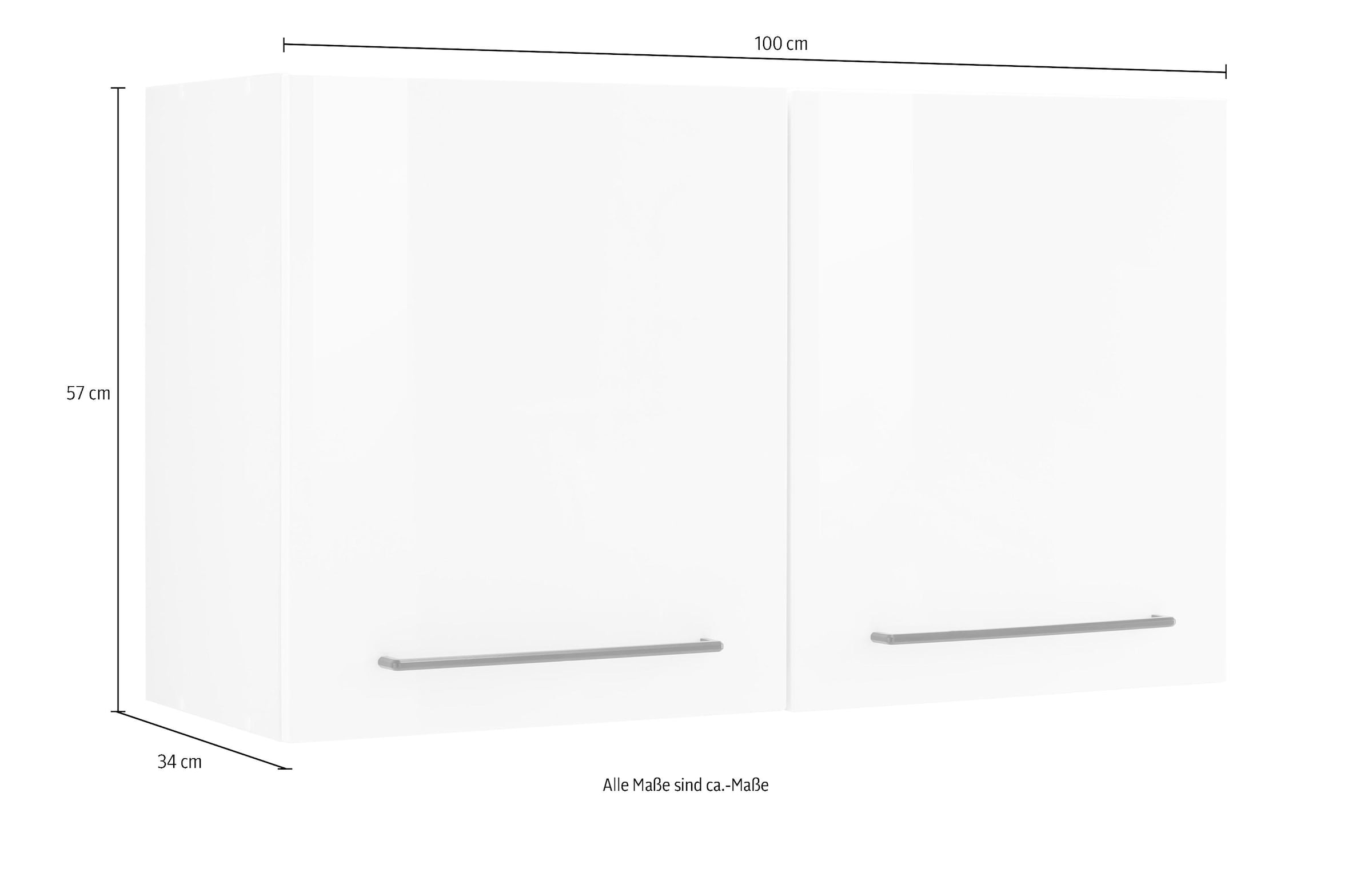 KOCHSTATION Hängeschrank »KS-Tulsa«, 100 cm breit, 57 cm hoch, 2 Türen, schwarzer Metallgriff, MDF Front