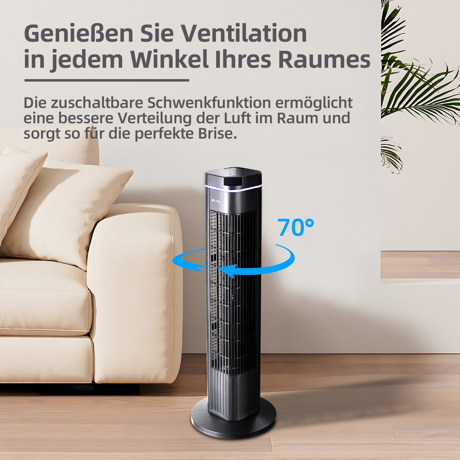 be cool Turmventilator »Turmventilator 73cm mit Fernbedienung BC29STTFD schwarz«, Timer-Funktion