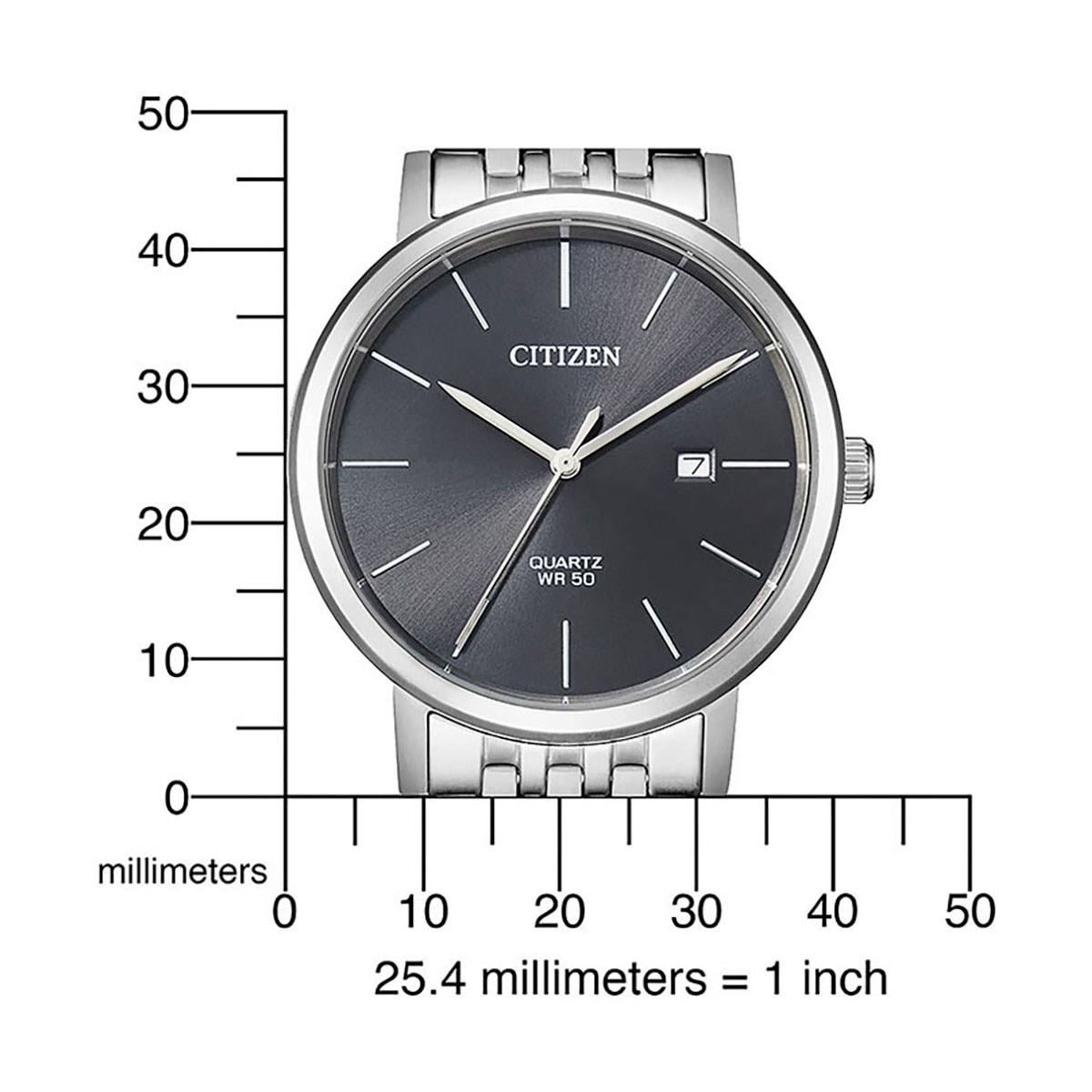 Citizen Quarzuhr, Armbanduhr, Herrenuhr, Edelstahlarmband, Datum