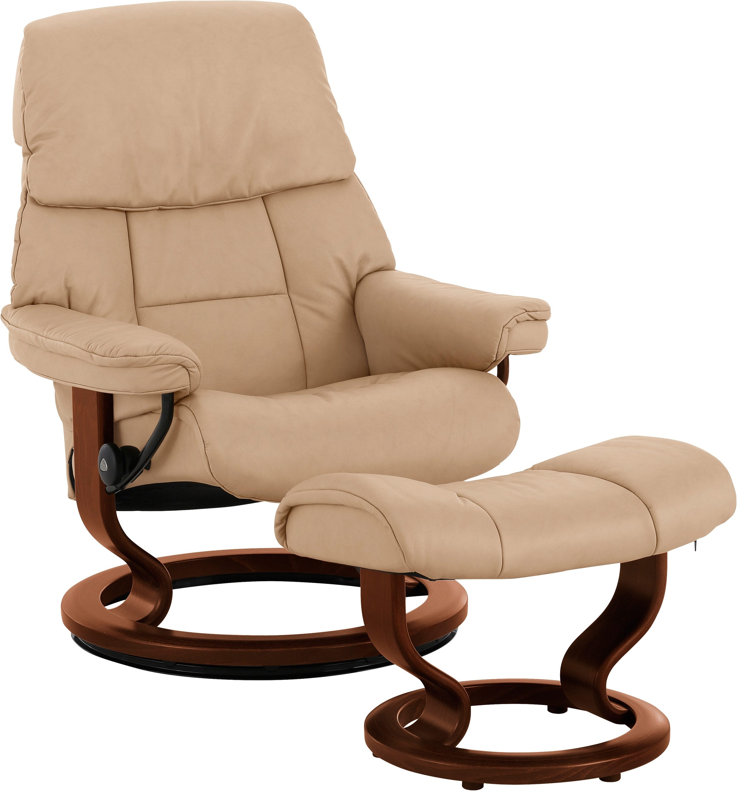 Stressless® Relaxsessel »Ruby«, (Set, Relaxsessel mit Hocker), mit Classic Base, Größe M, Gestell Eiche, Wenge, Braun & Schwarz
