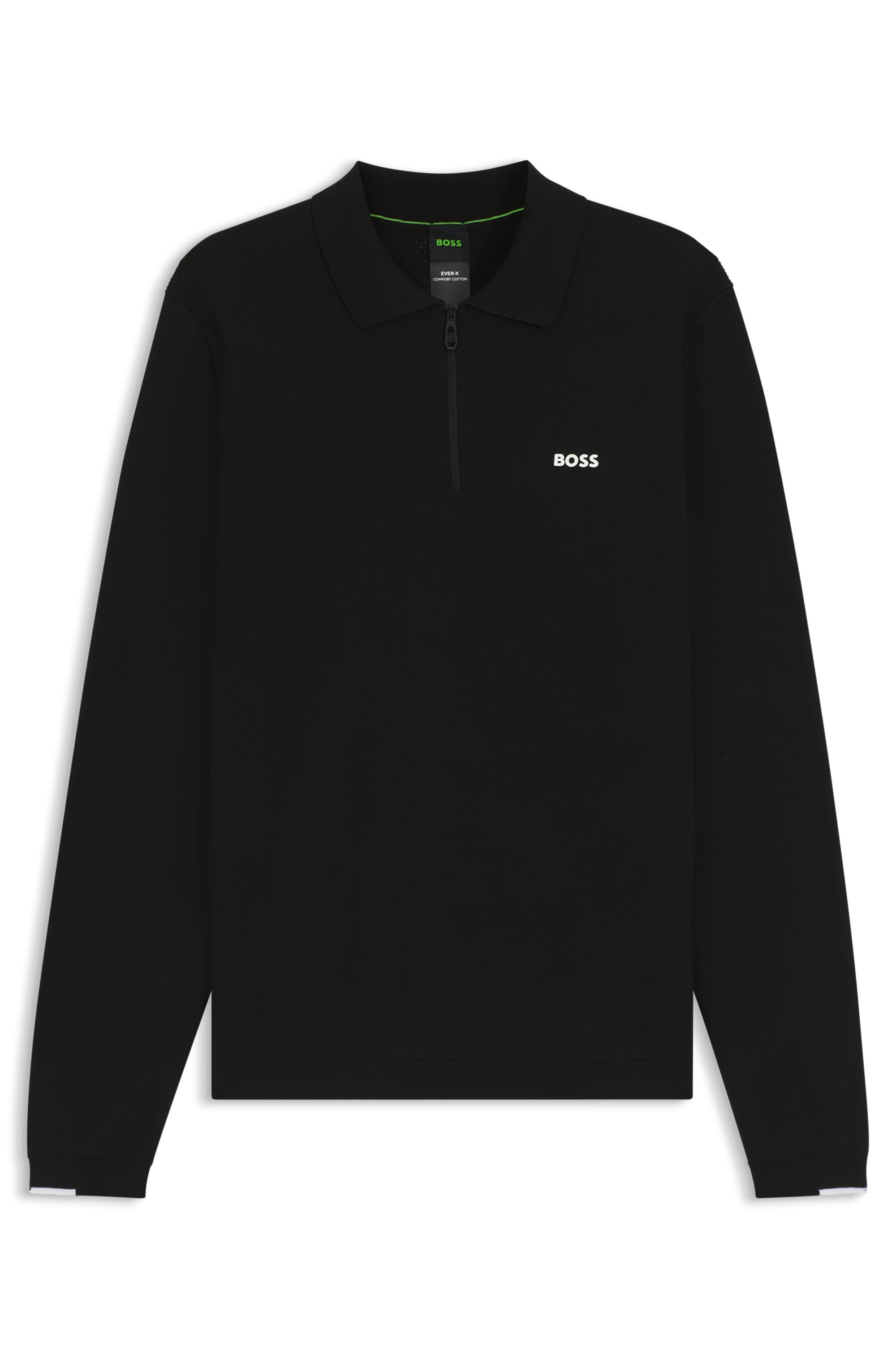 BOSS GREEN Strickpullover »KN Ever-X PL«, mit Reißverschluss, regular fit, toniges Logo