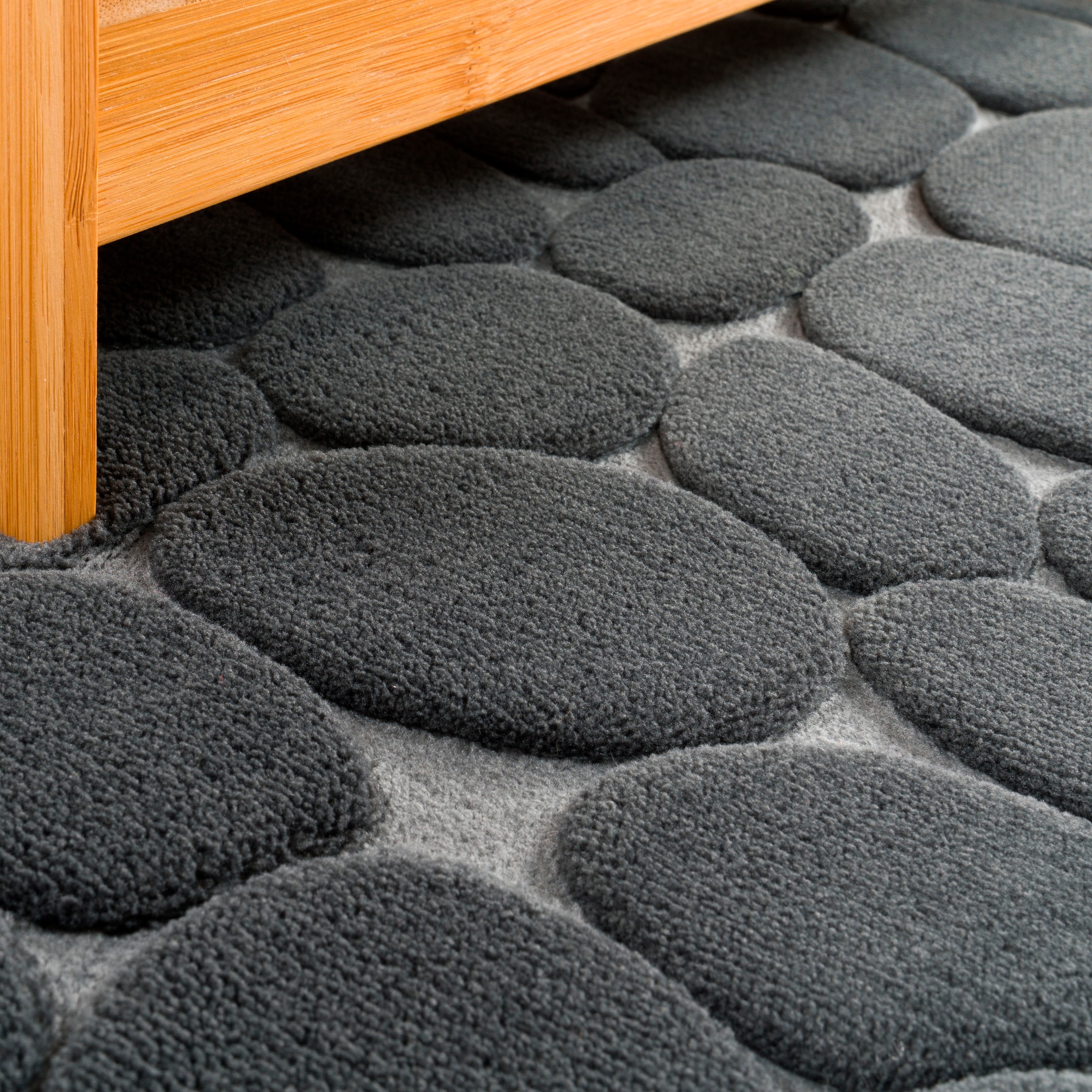 Paco Home Badematte »Corby 256«, Höhe 13 mm, fußbodenheizungsgeeignet, Badteppich, Uni Farben, Motiv Steine, Hoch-Tief Effekt