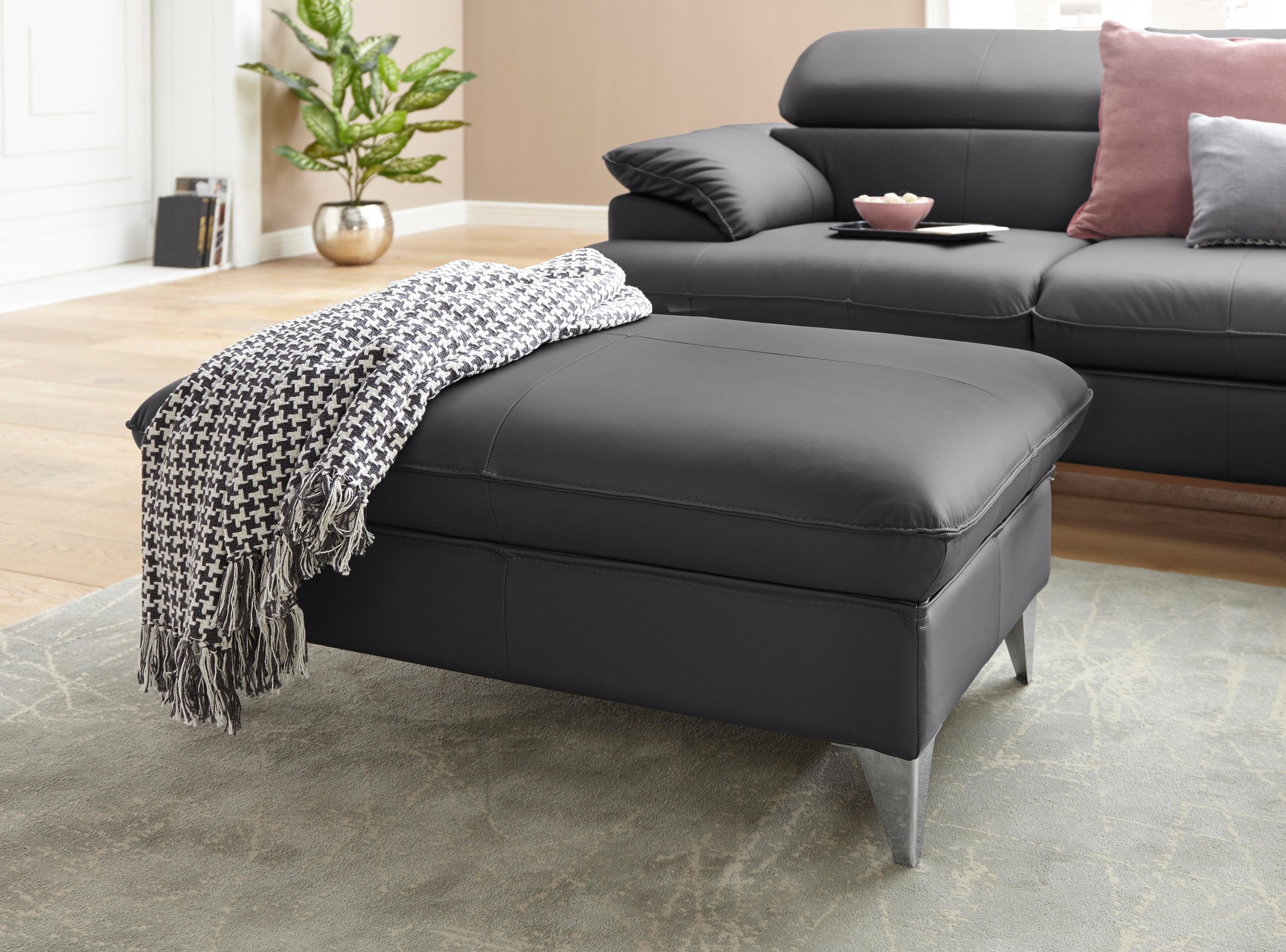 COTTA Polstergarnitur »Caluso L-Form«, Set bestehend aus: Ecksofa mit Kopfteilverstellung & Hocker