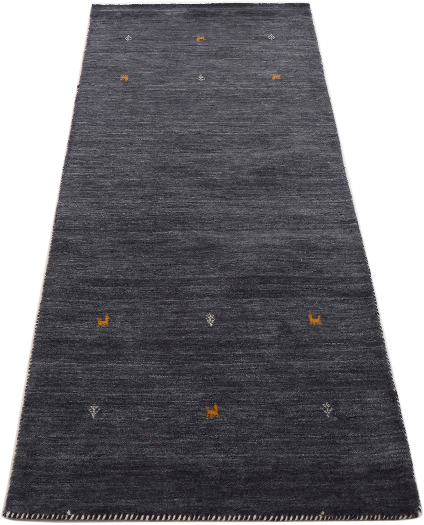 carpetfine Wollteppich »Gabbeh Uni, auch als Läufer und Rund erhältlich«, rechteckig, 15 mm Höhe, reine Wolle, handgewebt, Gabbeh Loom Tiermotiv, große Farbauswahl