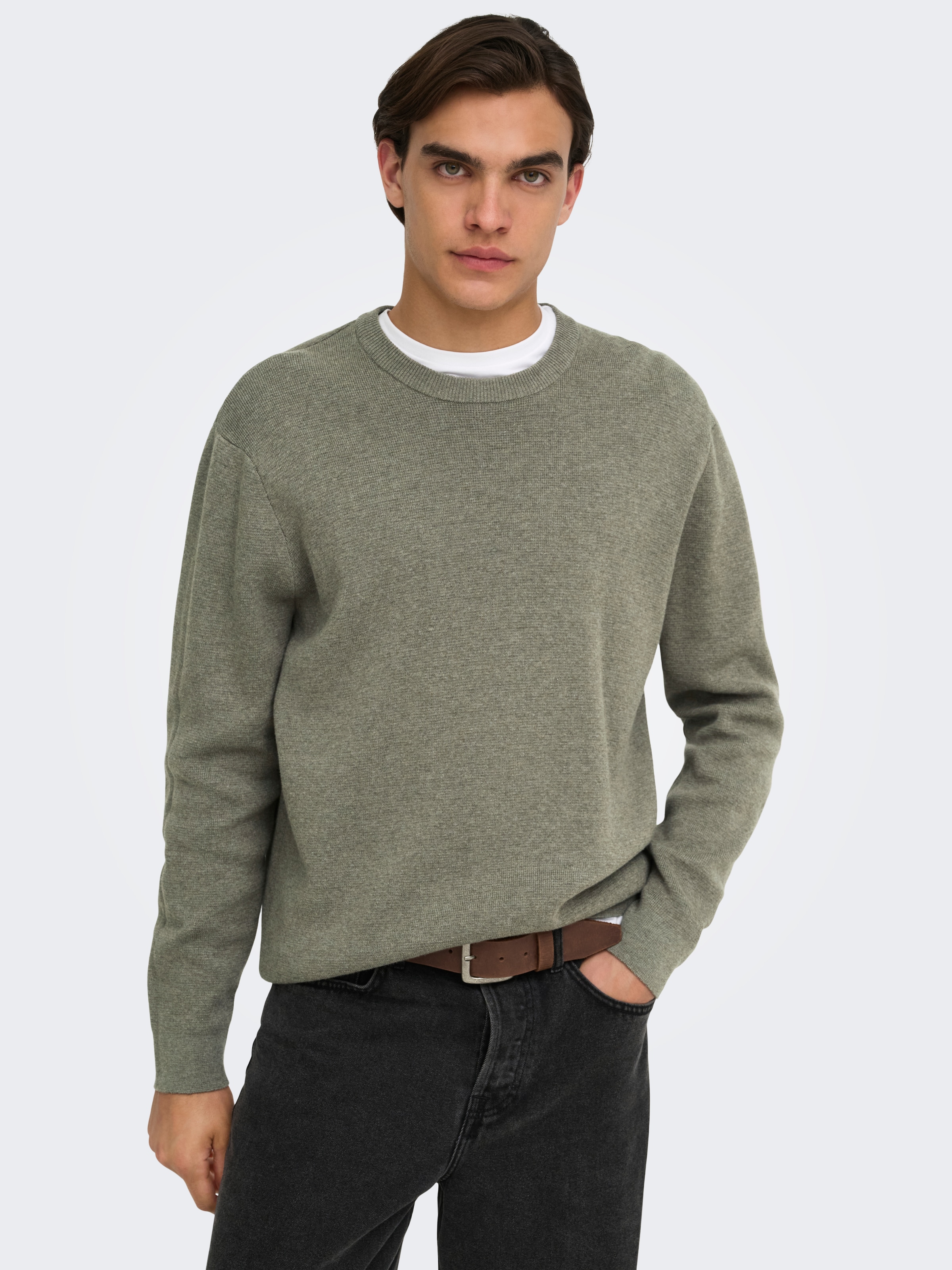 ONLY & SONS Strickpullover »ONSTING RLX CREW NECK KNIT NOOS« Baumwolle, relaxed fit