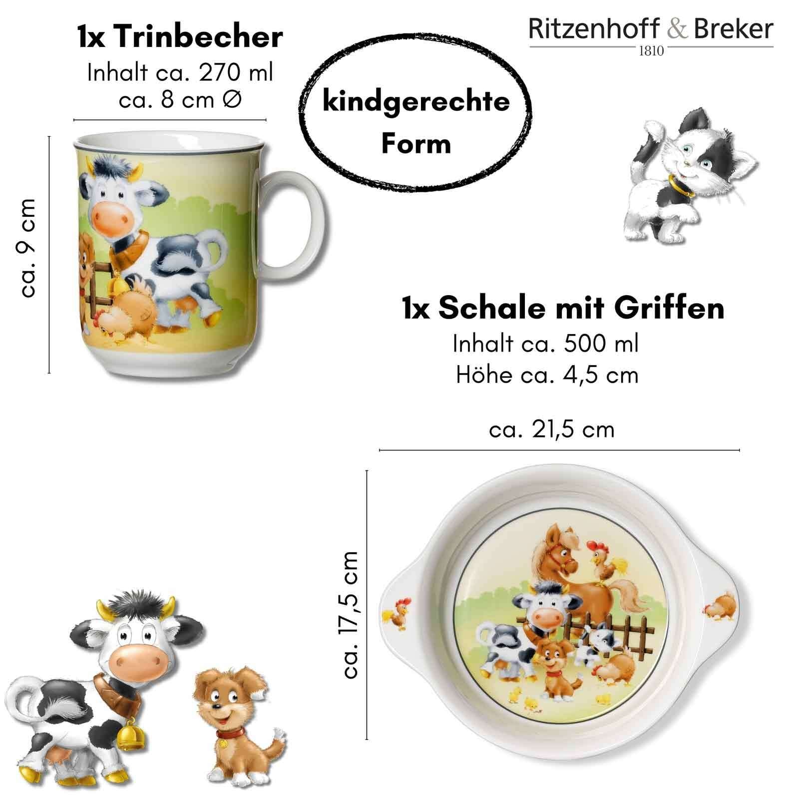Ritzenhoff & Breker Kindergeschirr-Set »Kindergeschirr Hoftiere bunt« Spülmaschinengeeignet