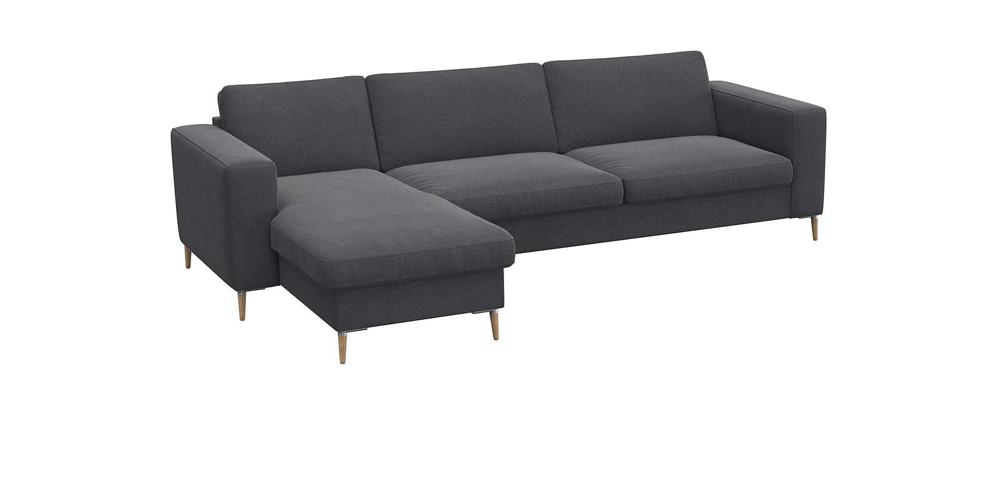 FLEXLUX Ecksofa »Fiore, Sitzaufbau mit hochwertigem Kaltschaum für mehr Sitzkomfort«, breite Armlehnen, L-Form, Füße Alu+ Eiche