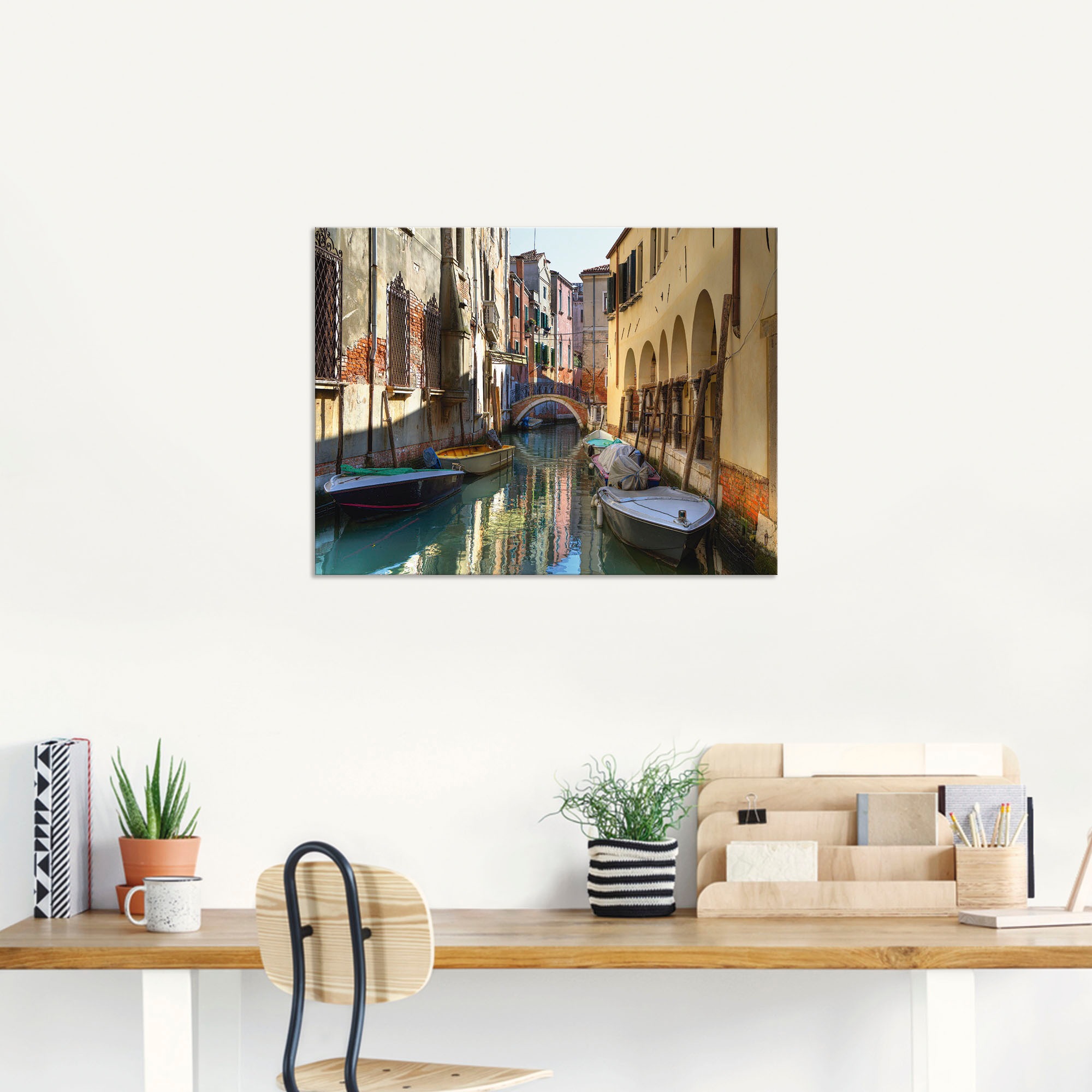Artland Wandbild »Boote auf Kanal in Venedig«, Italien, (1 St.), als Alubild, Outdoorbild, Leinwandbild, Poster in verschied. Größen