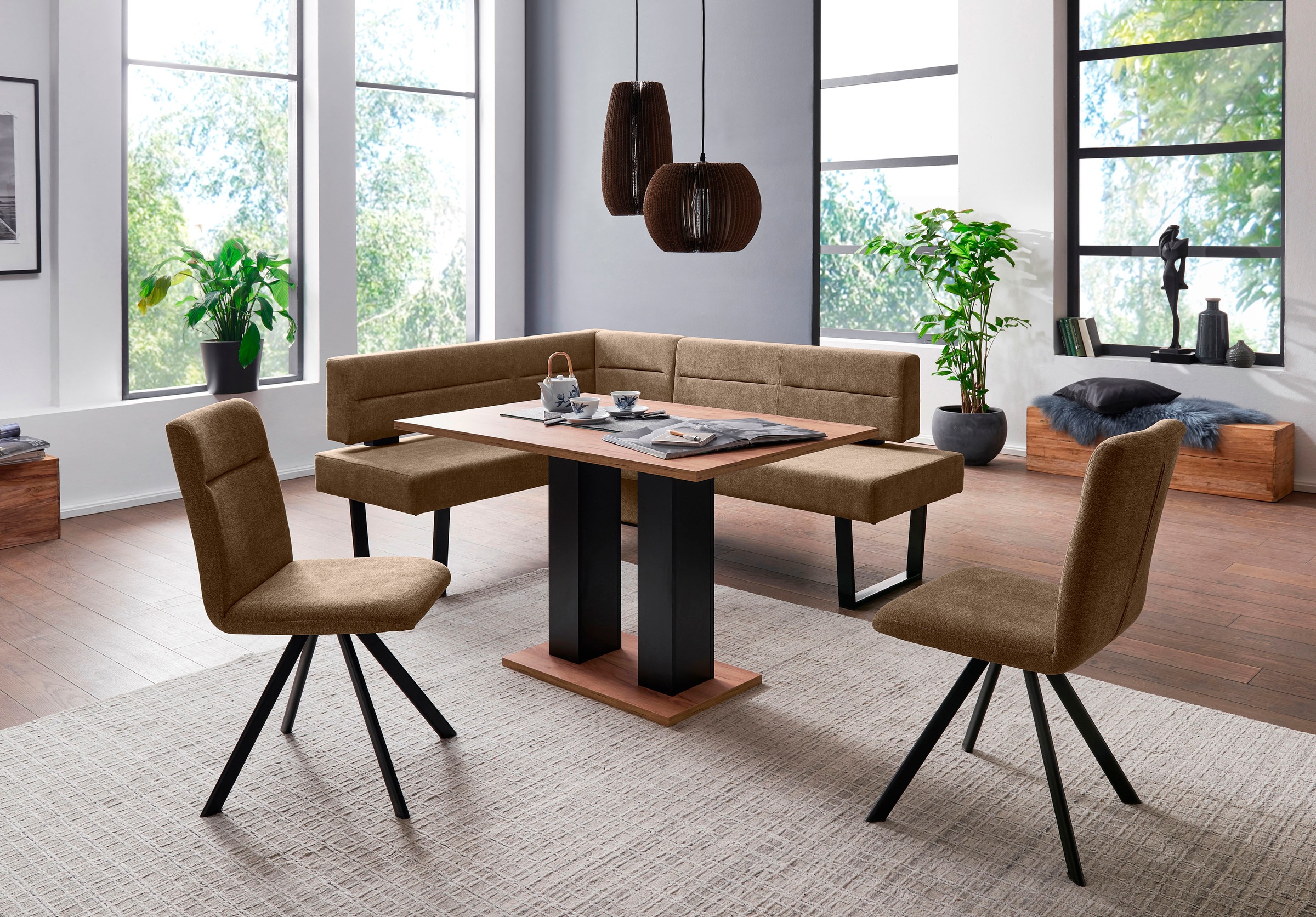 massivline&more Eckbank »Martina«, modernes Design, Gestell aus massivem Metall