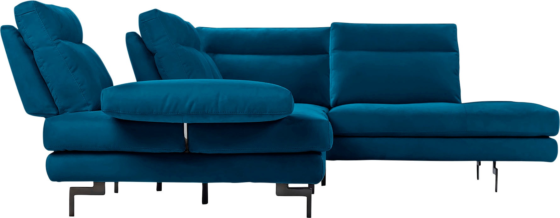 CALIA ITALIA Ecksofa »Toby Wing, L-Form, Designsofa mit sensationellem Sitzkomfort«, Sitztiefenverstellung, funktionale Ecke, Füße in schwarz matt