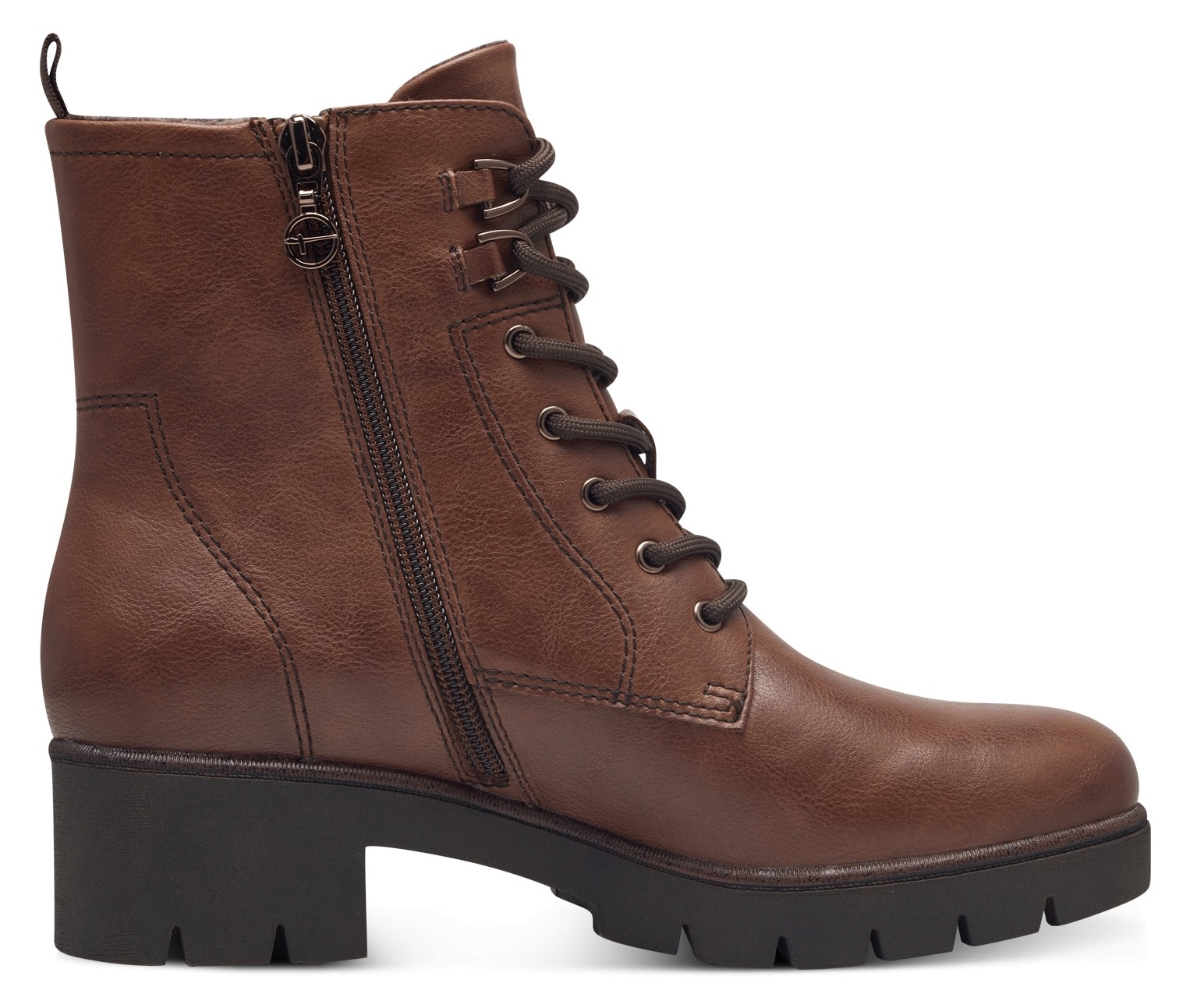 Tamaris Schnürstiefelette, Blockabsatz, Schnürboots mit Ösen und Ziernähten