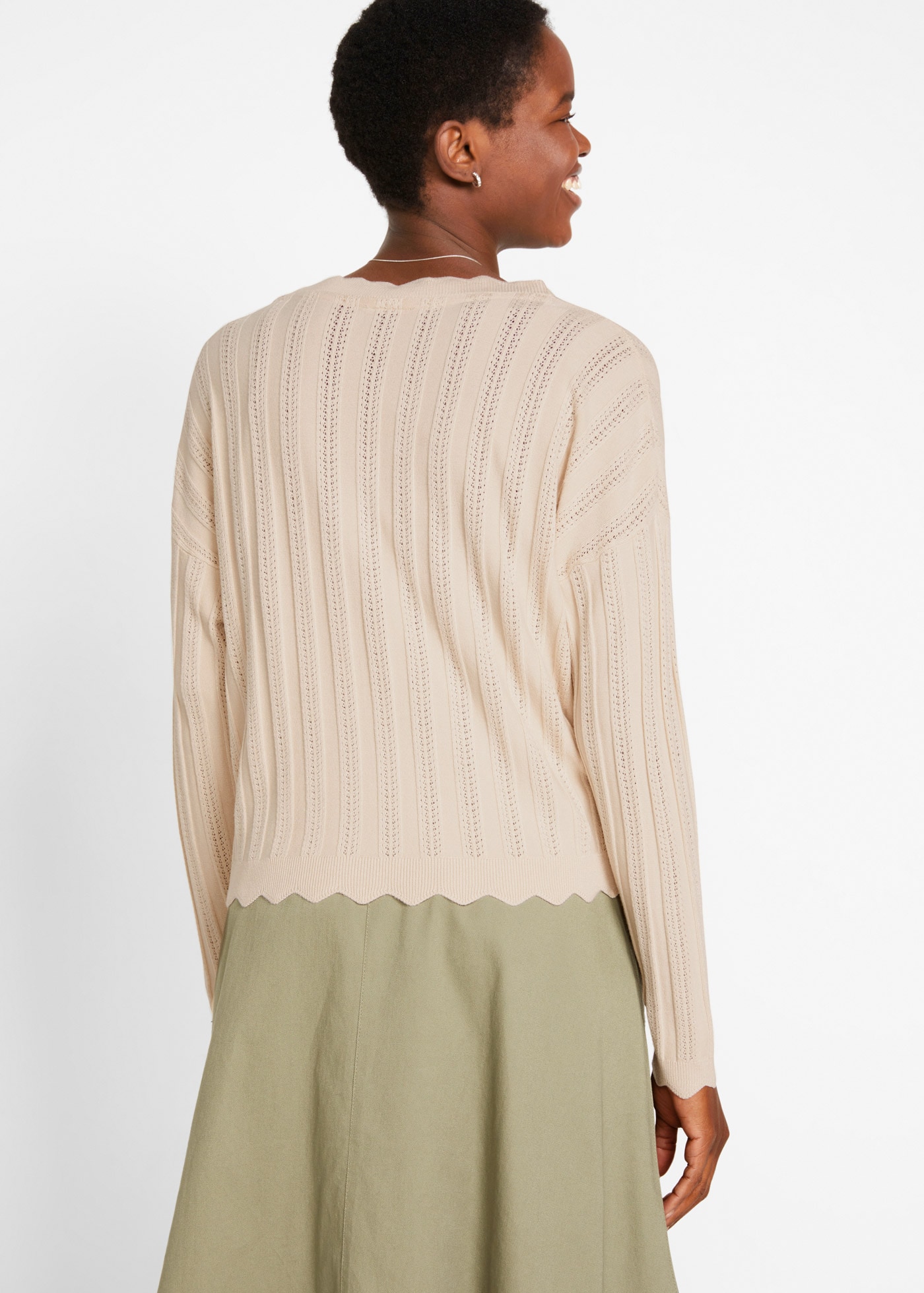 bonprix Strickjacke Oversize-Passform, mit Ajour-Muster, für festlichen Look