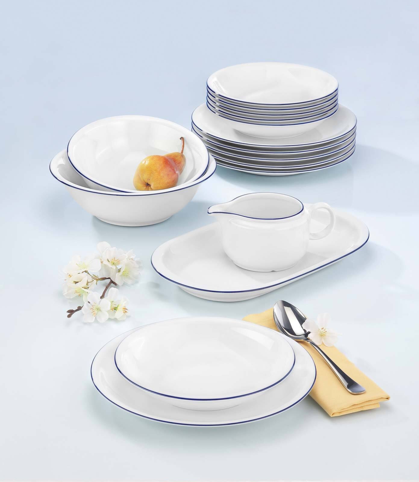 Seltmann Weiden Speiseteller »Speiseteller Compact Blaurand ø 27 cm 6er Set weiß-blau«