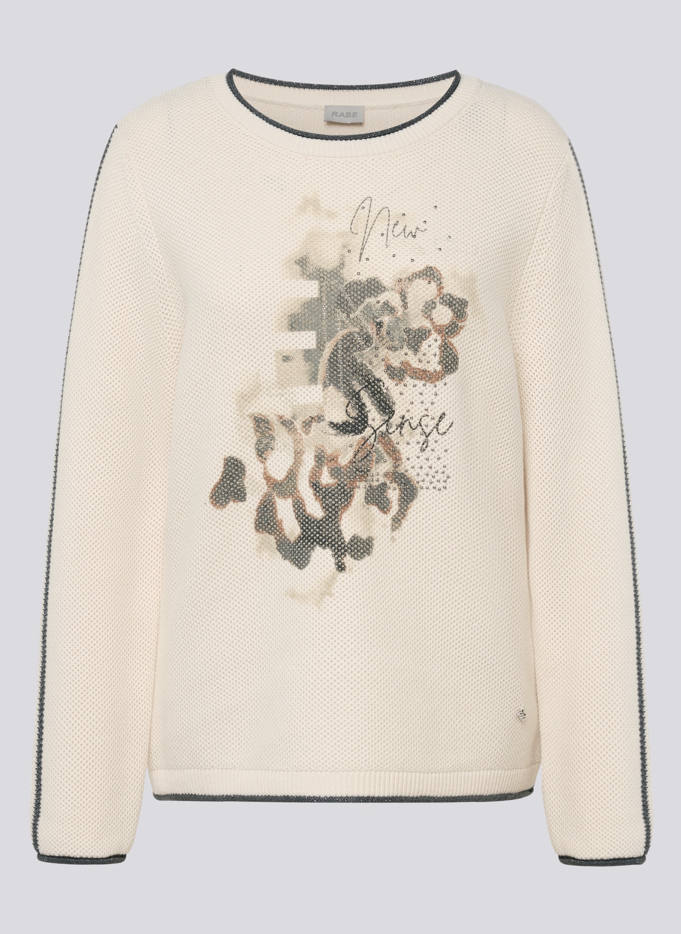 Rabe Rundhalspullover mit intarsien Print