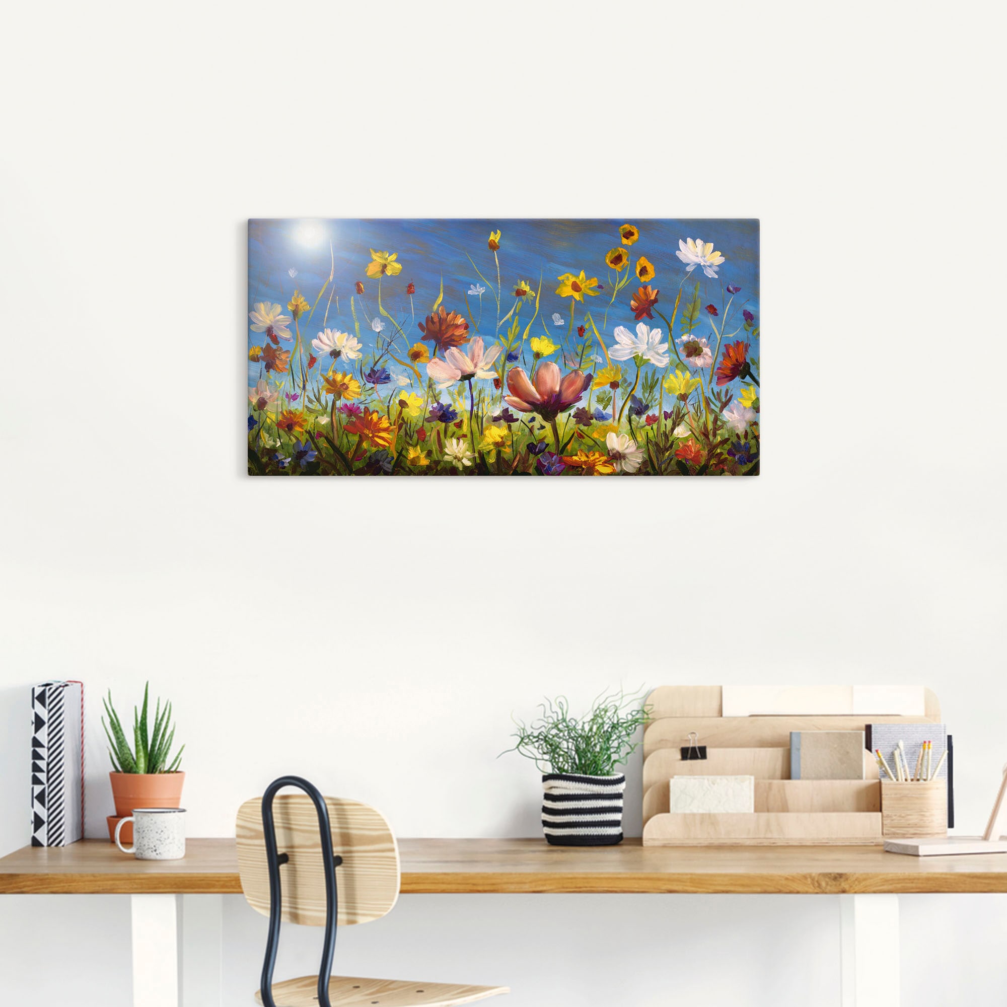 Artland Wandbild »Wildblumenwiese blauer Himmel«, Blumenwiese, (1 St.), als Alubild, Outdoorbild, Leinwandbild, Poster, Wandaufkleber