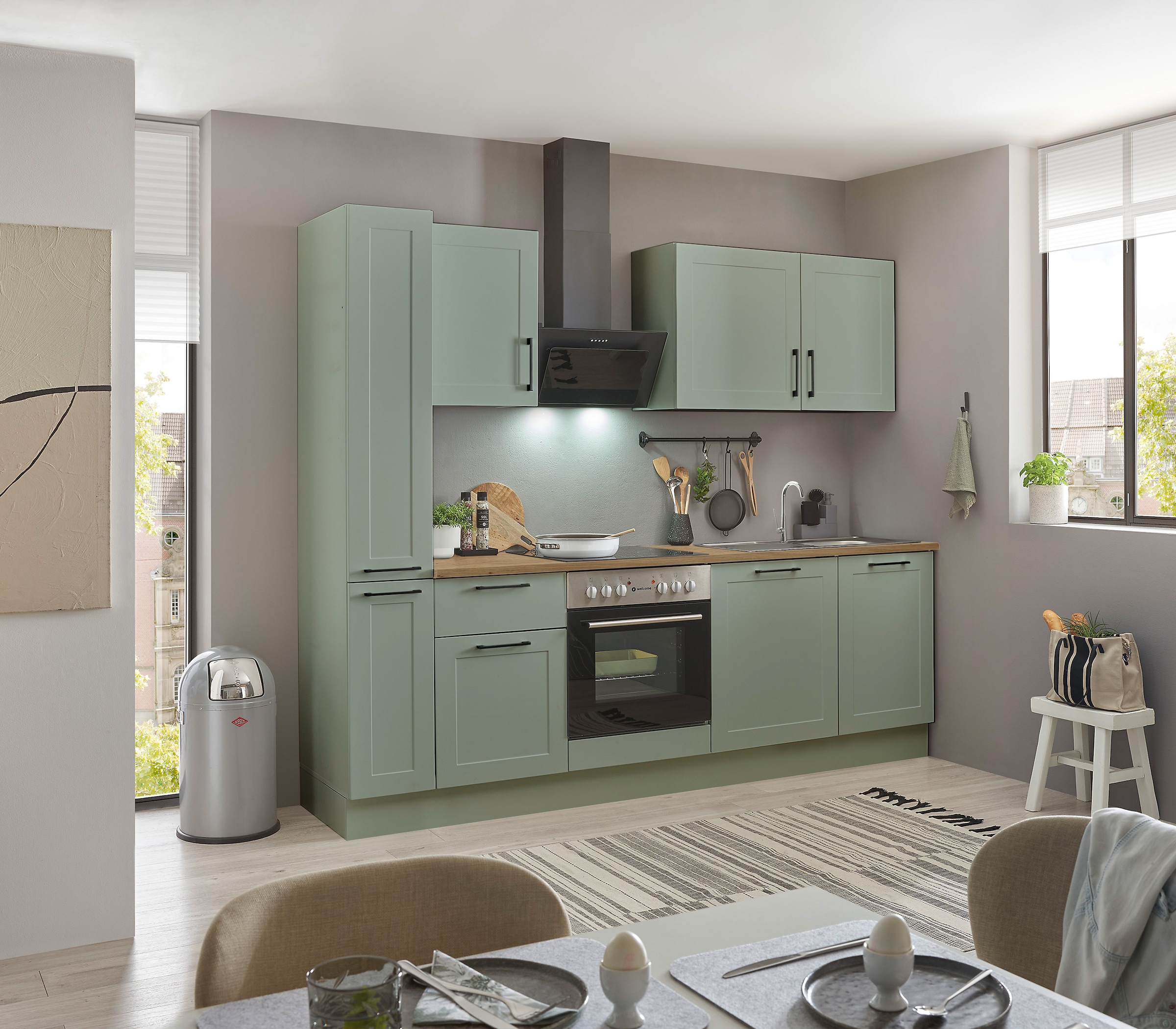 BASIC by Balculina Küchenzeile »Marsi« Breite 250 cm, wahlweise mit E-Geräten, Soft-Close-Funktion