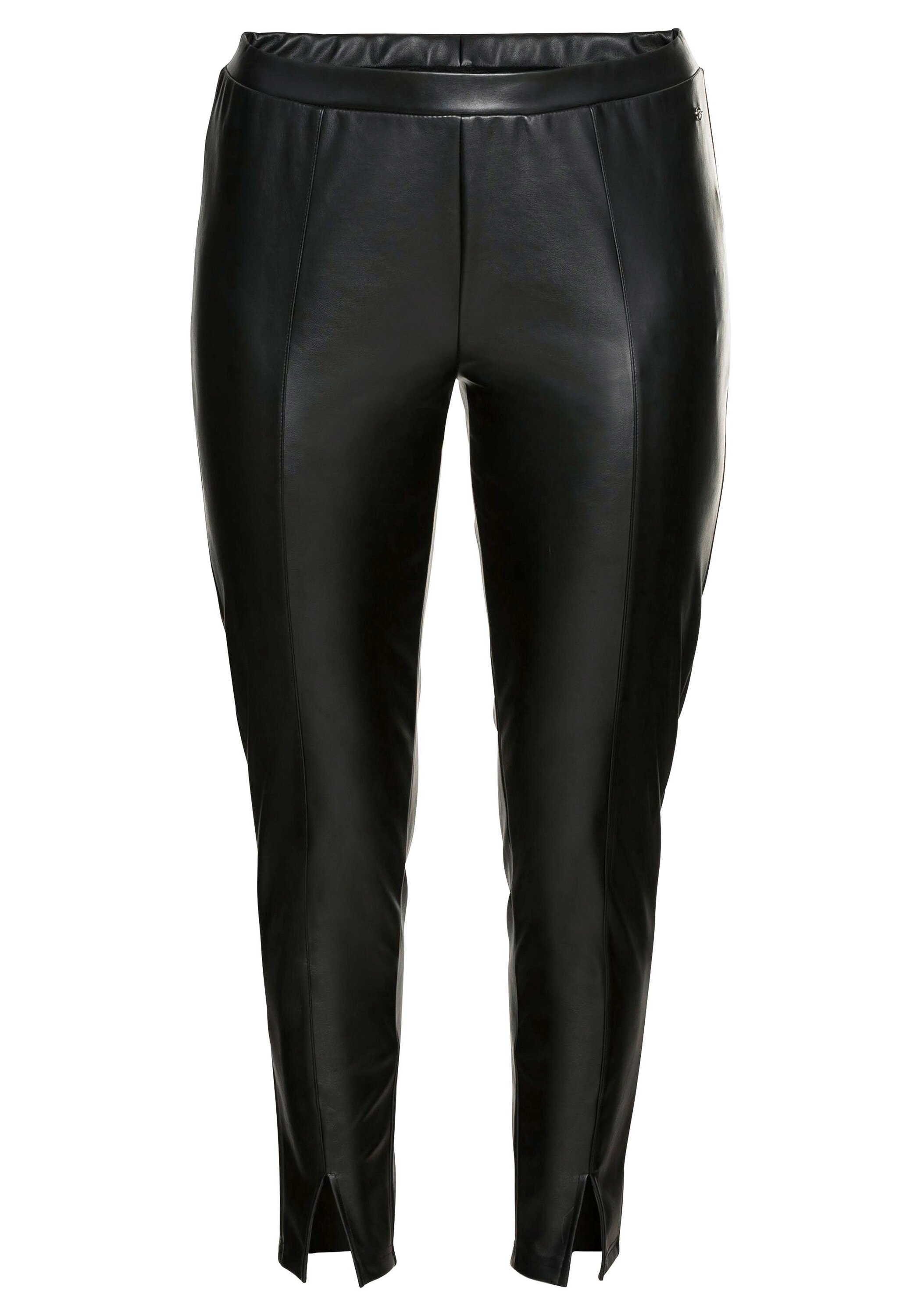 Sheego Leggings »Leggings in Lederoptik, mit Schlitz am Saum«