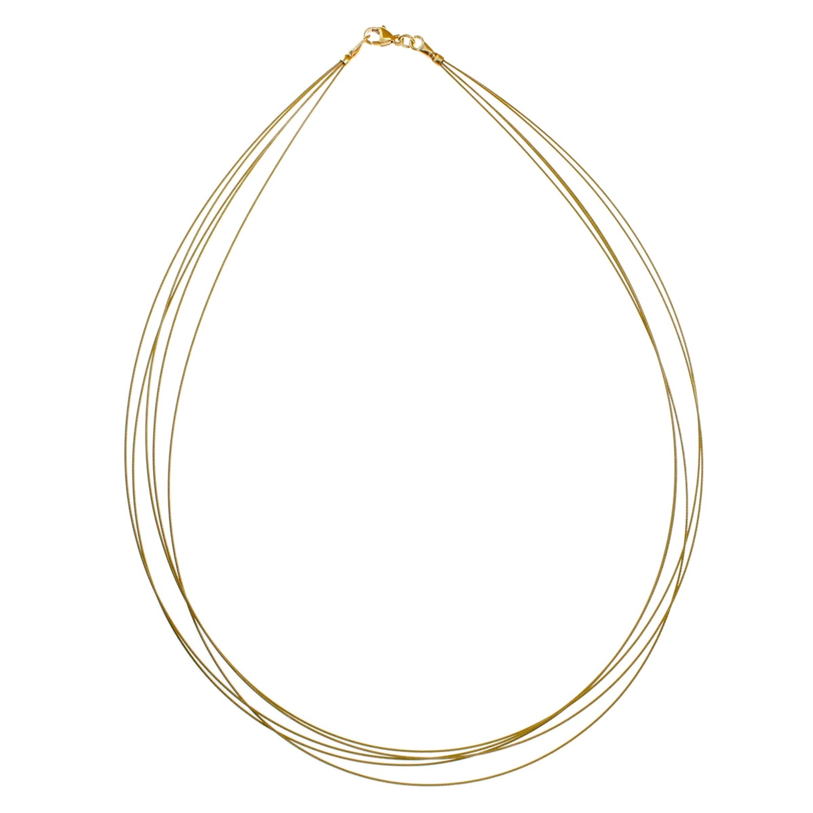 OSTSEE-SCHMUCK Halsreif »- Nyloncollier 5-reihig -goldfarben- - Edelstahl - Verschluß aus Gold 333/000«