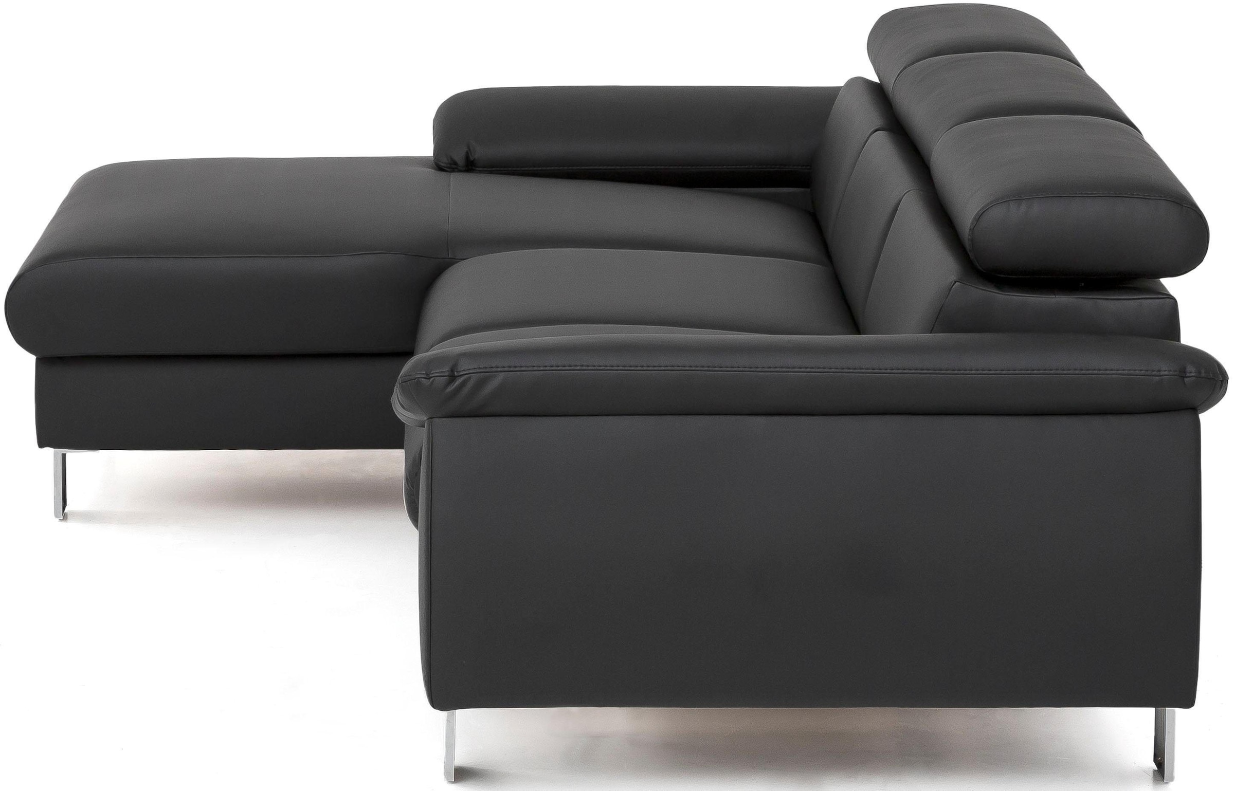 COTTA Polstergarnitur »Komaris L-Form«, (Set), Set bestehend aus: Ecksofa mit Kopfteilverstellung & Hocker