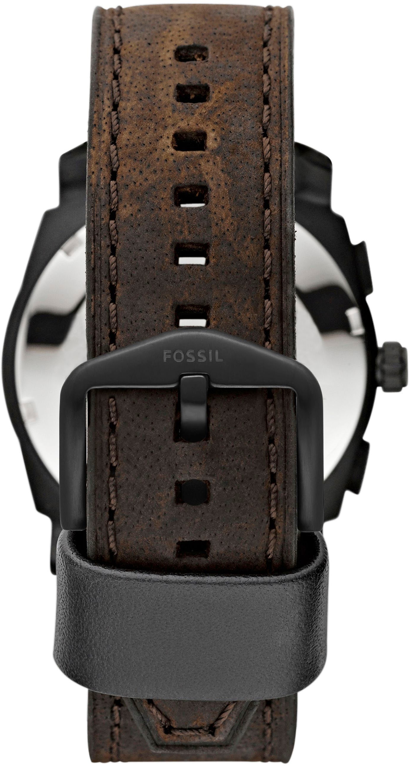 Fossil Chronograph »MACHINE« Quarzuhr, Armbanduhr, Herrenuhr, Stoppfunktion, Lederarmband