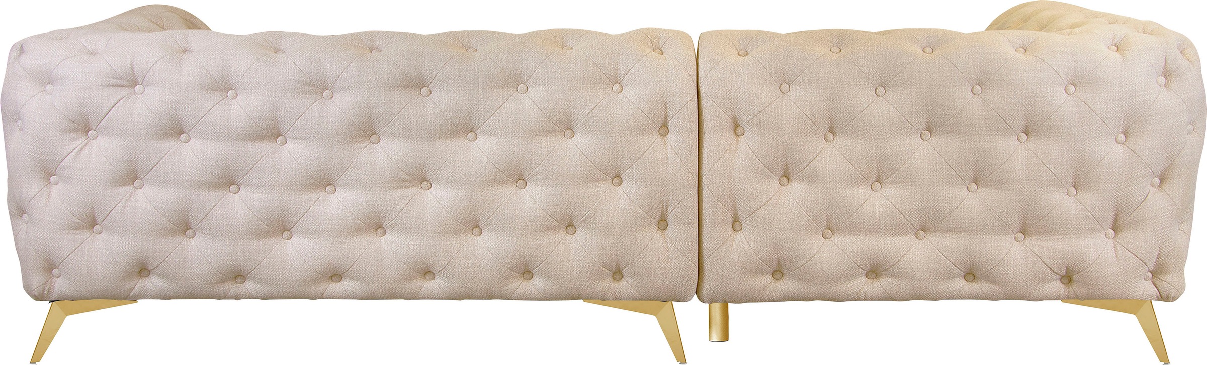 Leonique Chesterfield-Sofa »Ecksofa GLYNIS L-Form mit Wellenunterfederung, Maße B/T/H 264/204/75cm«, aufwändige Knopfheftung, moderne Chesterfield Optik, Fußfarbe wählbar