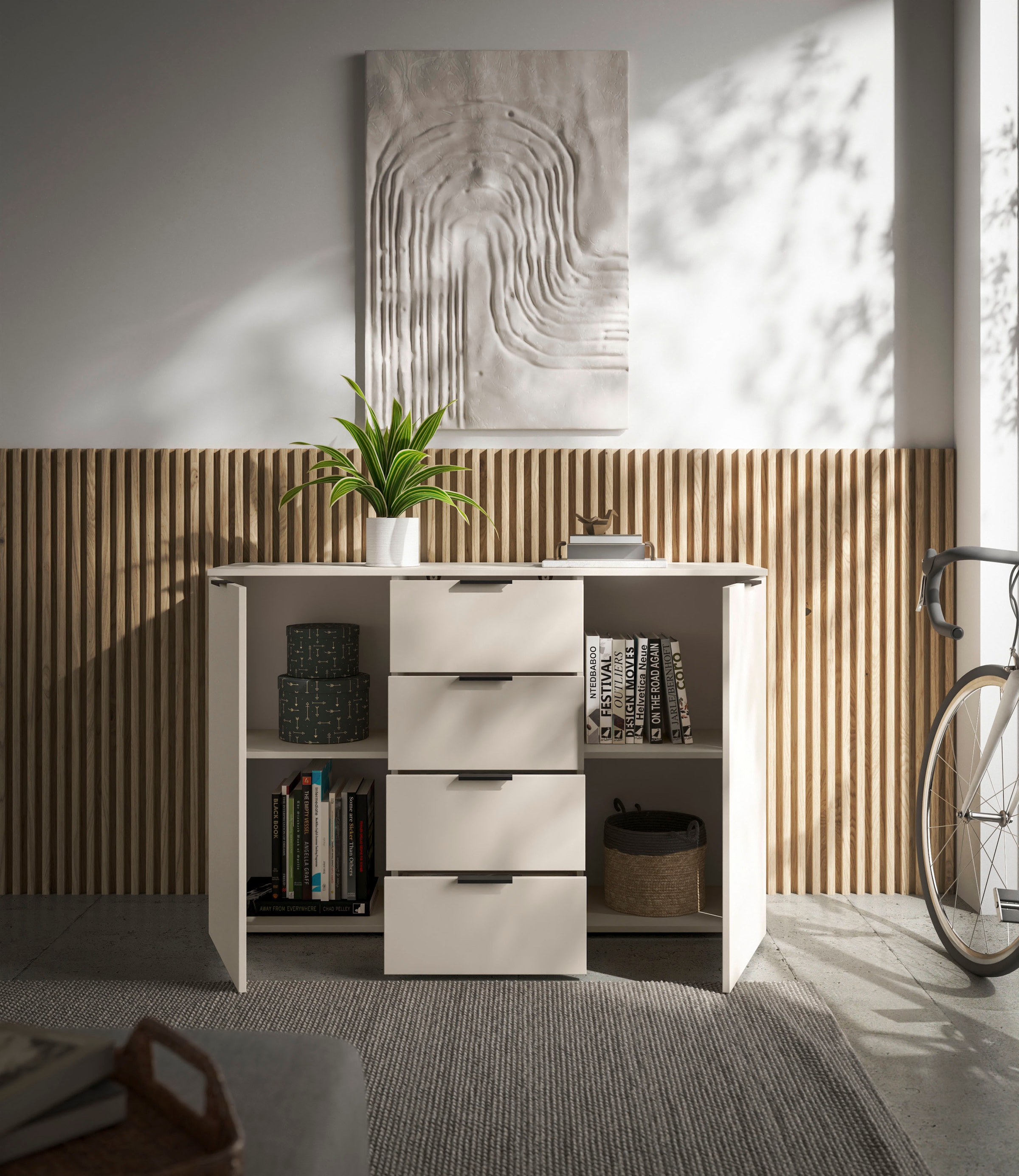 HBZ Sideboard »Linz Kommode, BxHxT 135x90x40cm« 1 Stk. tlg. Breite 135cm,Lip-Griff, Melaminbeschichtung