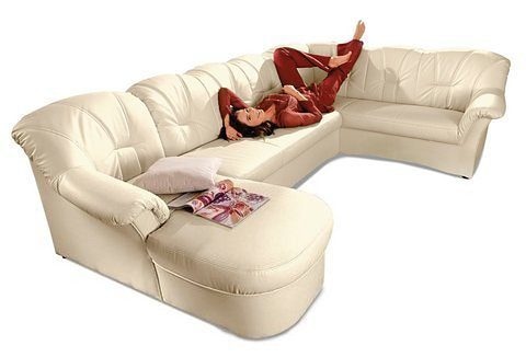 DOMO collection Wohnlandschaft »Papenburg, zeitlose Rückensteppung, elegante Formensprache, U-Form«, in großer Farbvielfalt, wahlweise mit Bettfunktion
