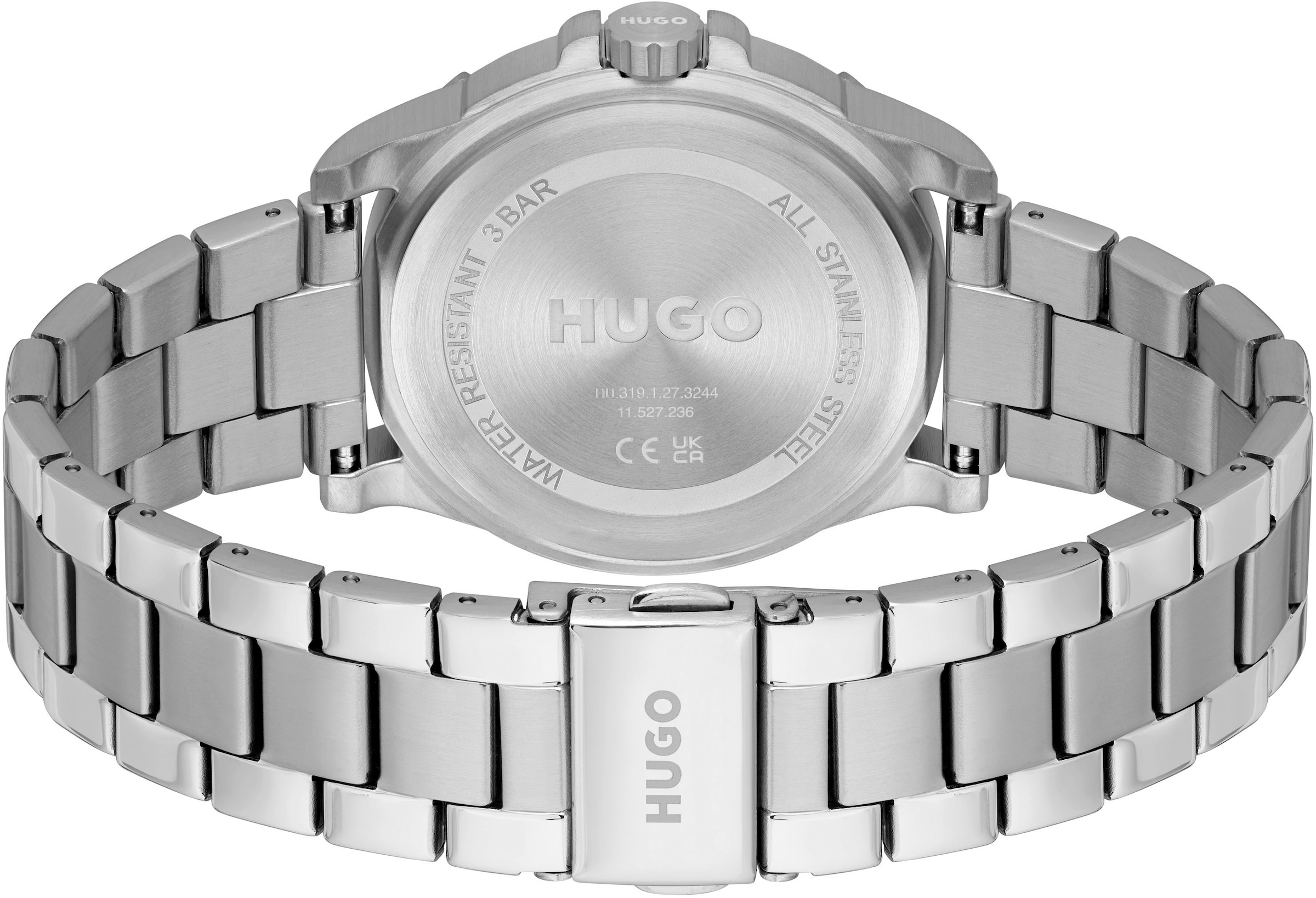 HUGO Multifunktionsuhr »#IMPRESS - FOR HER«, Quarzuhr, Armbanduhr, Damenuhr, Herrenuhr, Edelstahlarmband