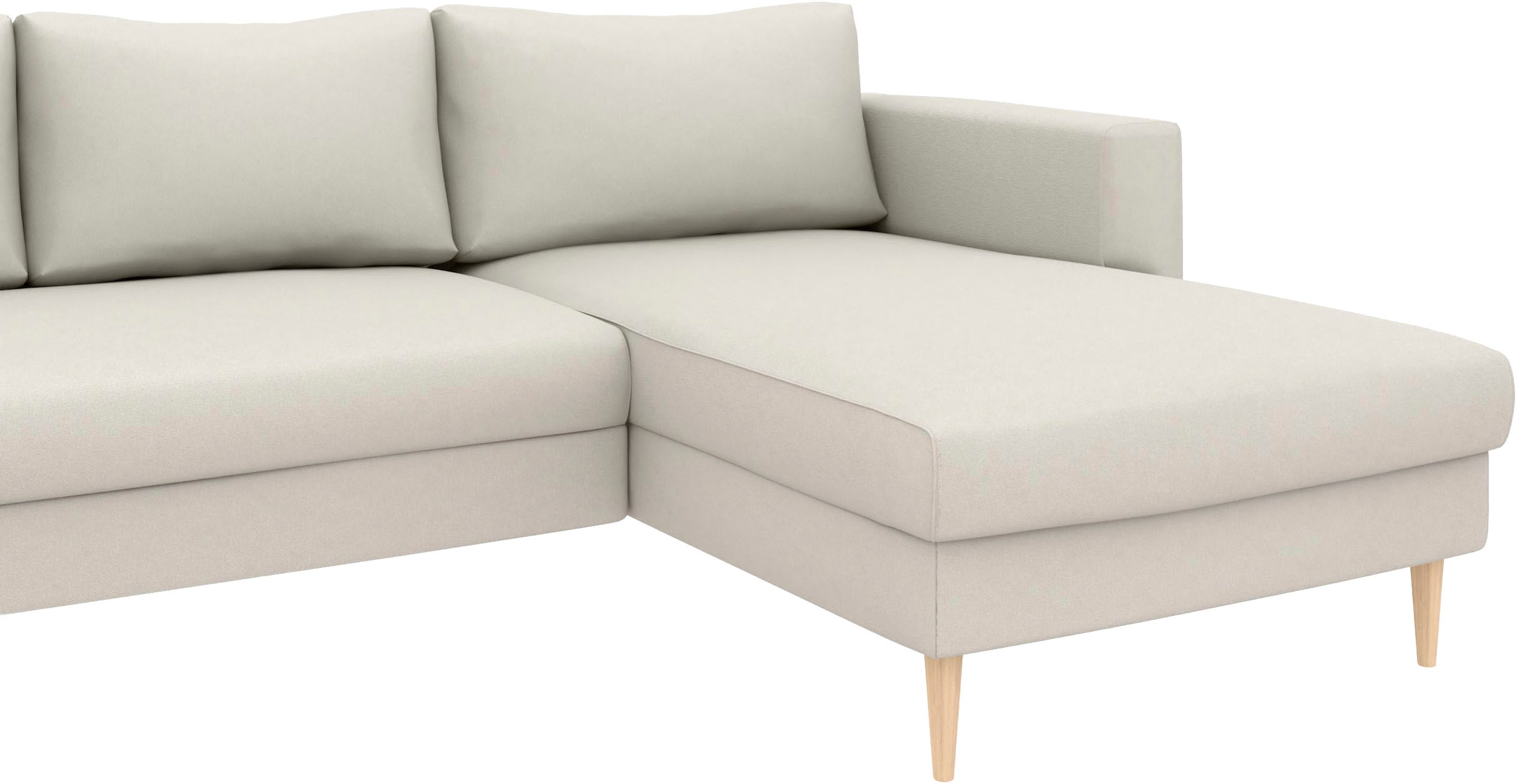 TRENDMANUFAKTUR Wohnlandschaft »Amazing, wahlw. mit Schlaffunktion & Bettkasten, Fuß Buche lackiert« Sofa in U-Form, in Cord oder Struktur, Breite 305 cm