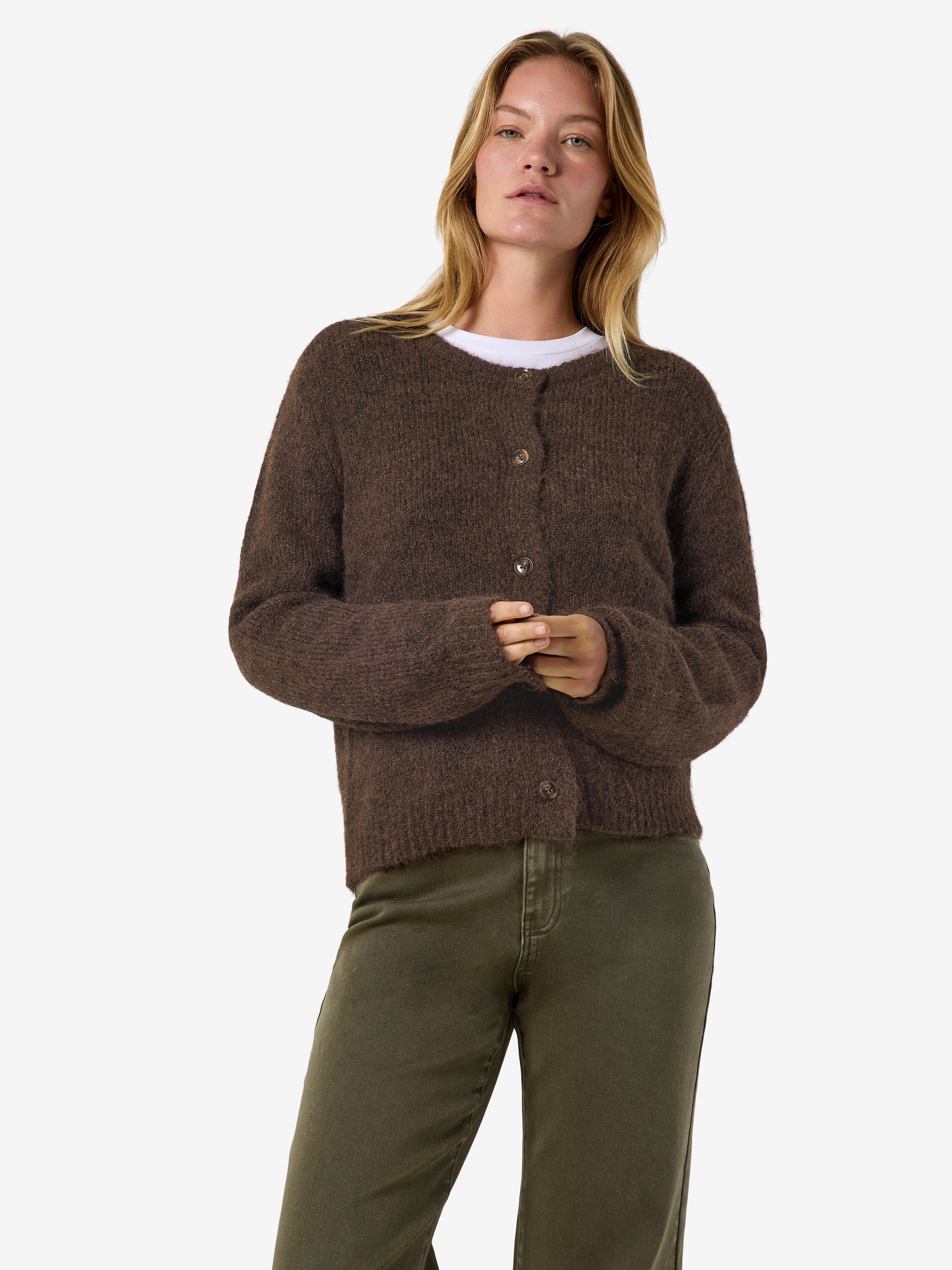 Noisy may Strickjacke »NMSUTTON L/S O-NECK KNIT CARDI NOOS« Materialmix, relaxed fit