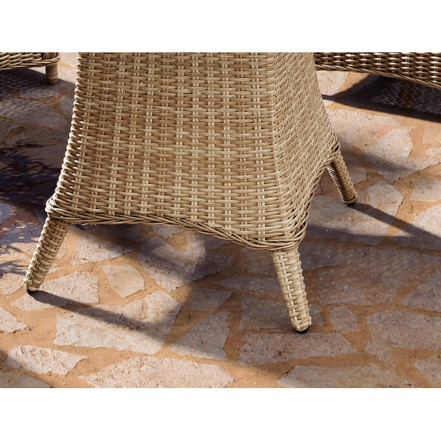 Destiny Gartentisch »LUNA Tisch«, Polyrattan, mit 100x75 cm, mit Ø natur Jahren XXL aufgelegter Glasplatte, | online meliert kaufen Garantie 3